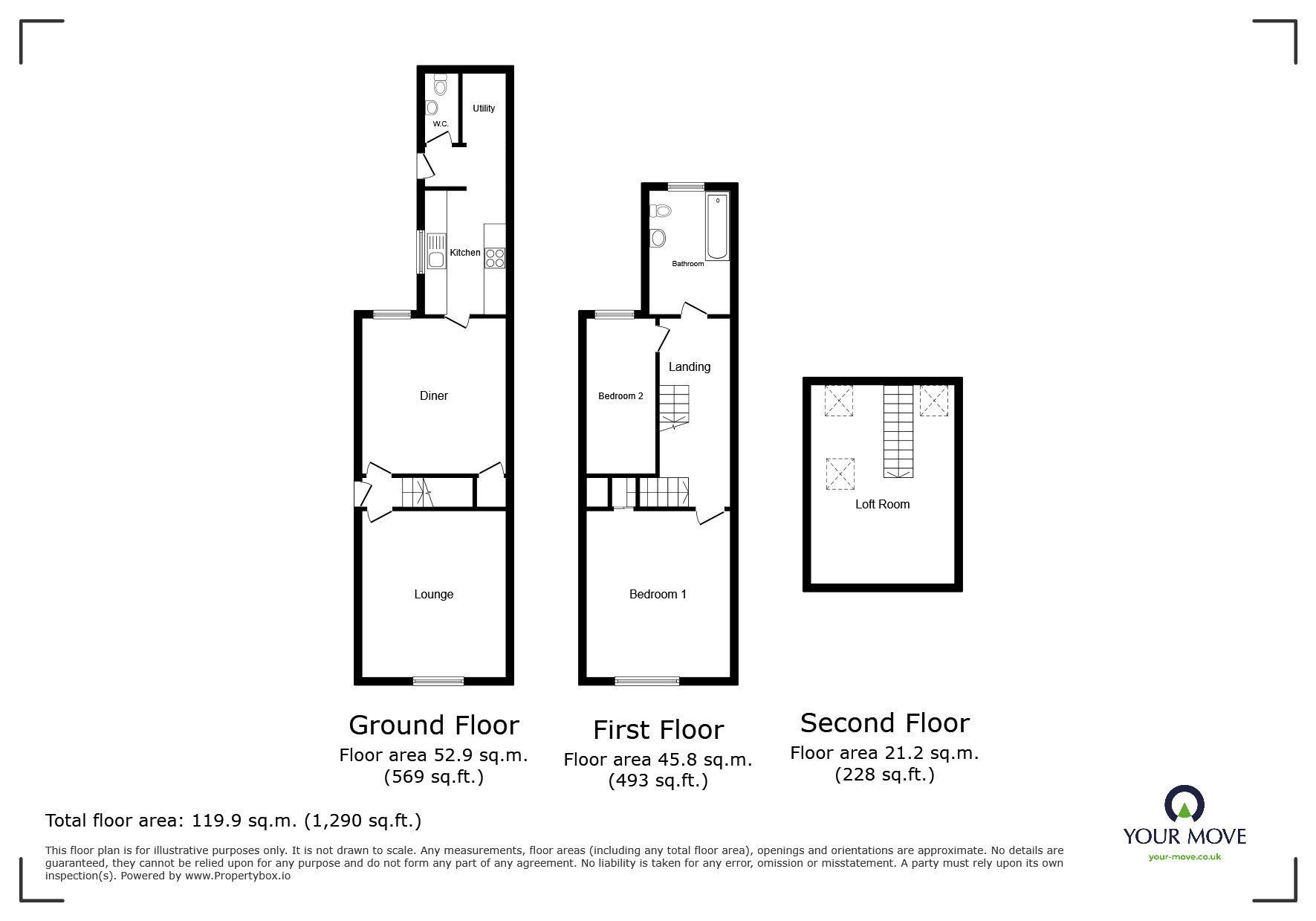 Floorplan of 2 bedroom Semi Detached House for sale, Merevale Avenue, Nuneaton, Warwickshire, CV11