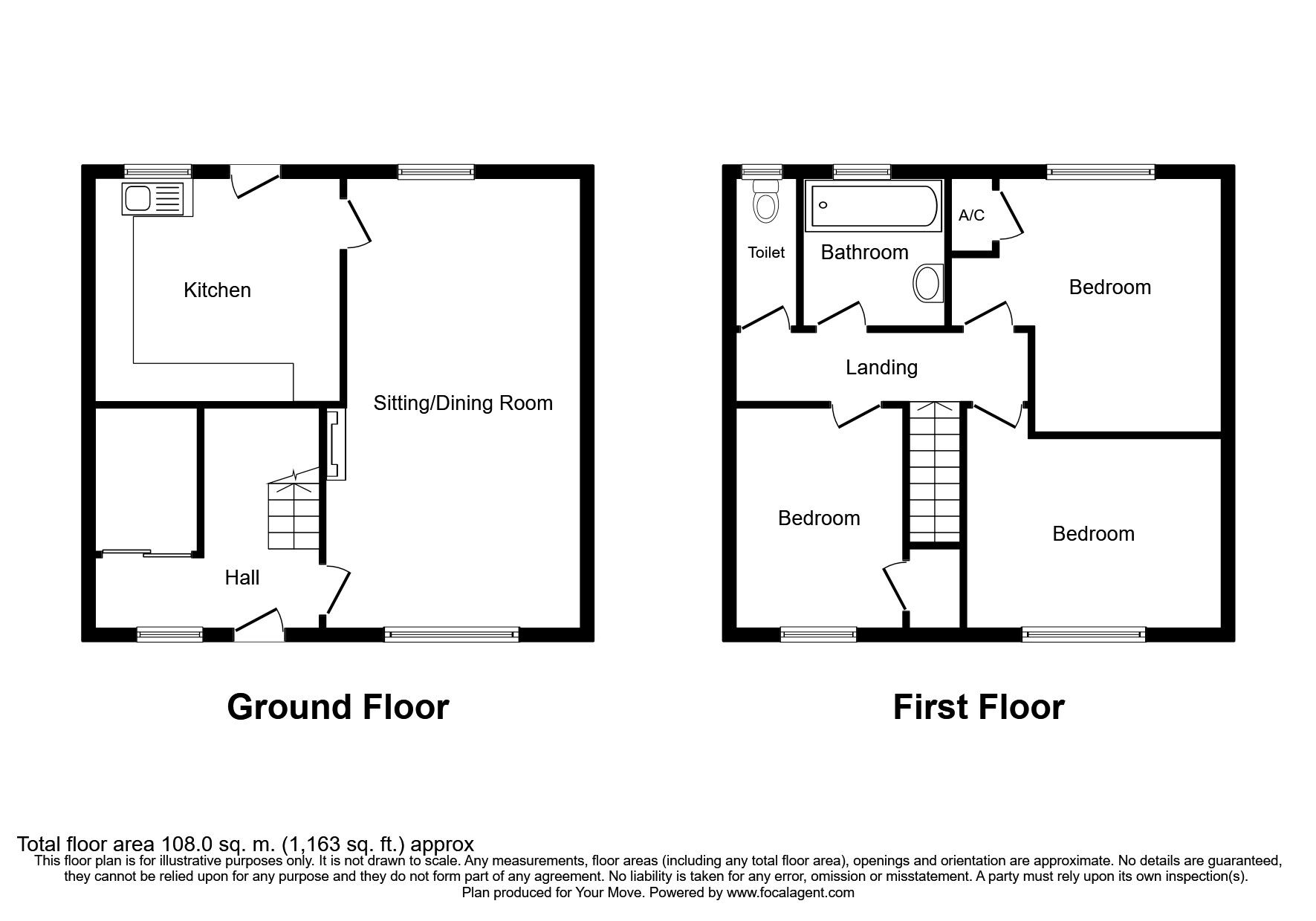 Floorplan of 3 bedroom Mid Terrace House to rent, Ashwood Road, Nuneaton, Warwickshire, CV10