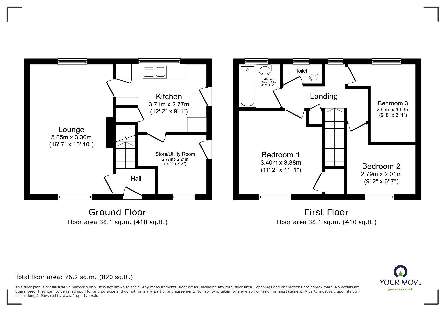 Floorplan of 3 bedroom End Terrace House to rent, Ashwood Road, Nuneaton, Warwickshire, CV10