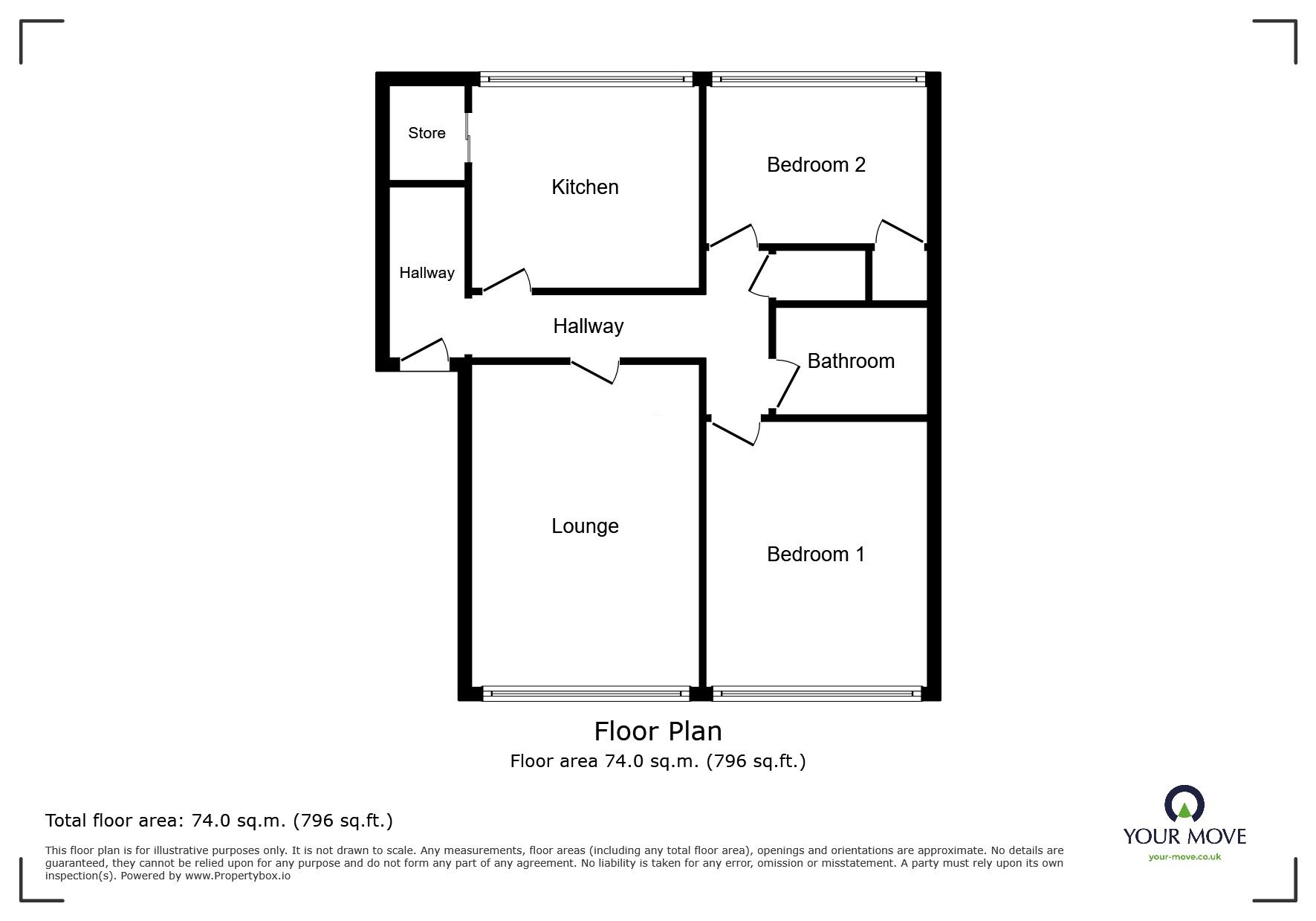 Floorplan of 2 bedroom  Flat to rent, Cleaver Gardens, Nuneaton, Warwickshire, CV10