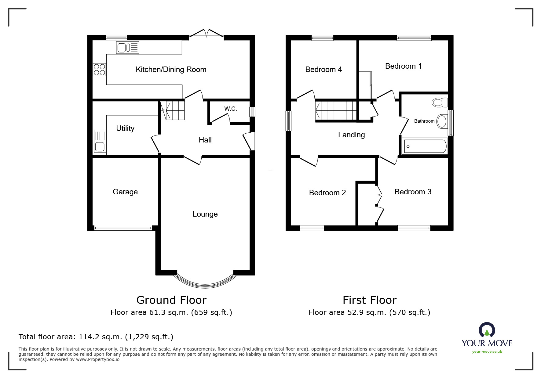 Floorplan of 4 bedroom Detached House for sale, Clovelly Way, Nuneaton, Warwickshire, CV11