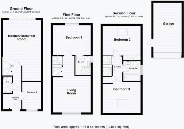 Floorplan of 4 bedroom Semi Detached House for sale, Fleece Lane, Nuneaton, Warwickshire, CV11