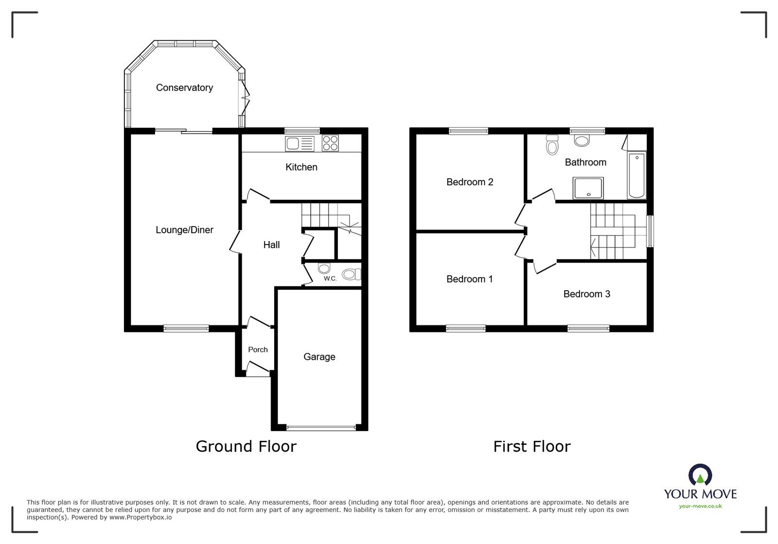 Floorplan of 3 bedroom Semi Detached House for sale, Whitestone Road, Nuneaton, Warwickshire, CV11