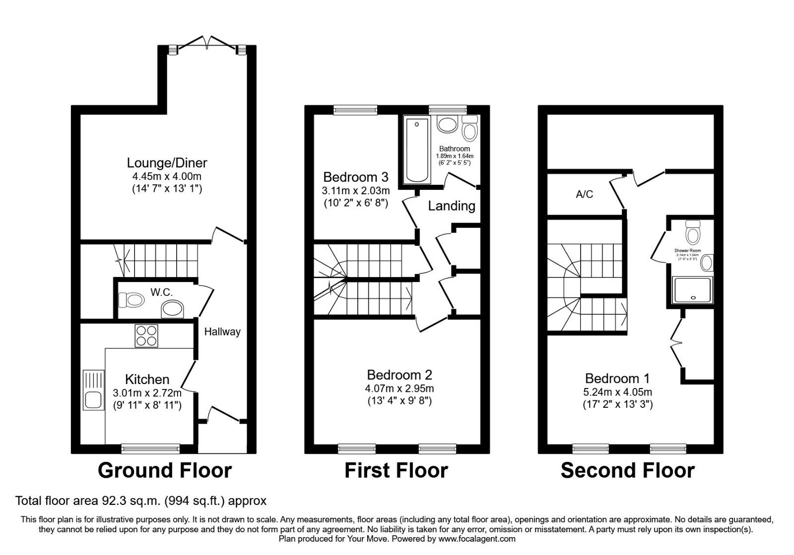 Floorplan of 3 bedroom End Terrace House to rent, Cedar Road, Nuneaton, Warwickshire, CV10