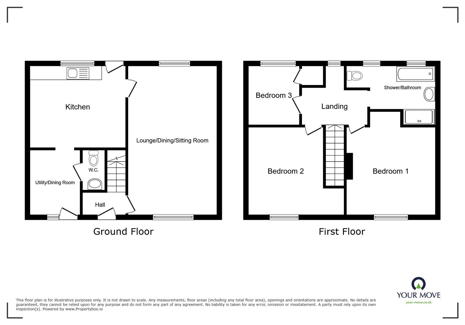 Floorplan of 3 bedroom Mid Terrace House for sale, Dorlecote Place, Nuneaton, Warwickshire, CV10