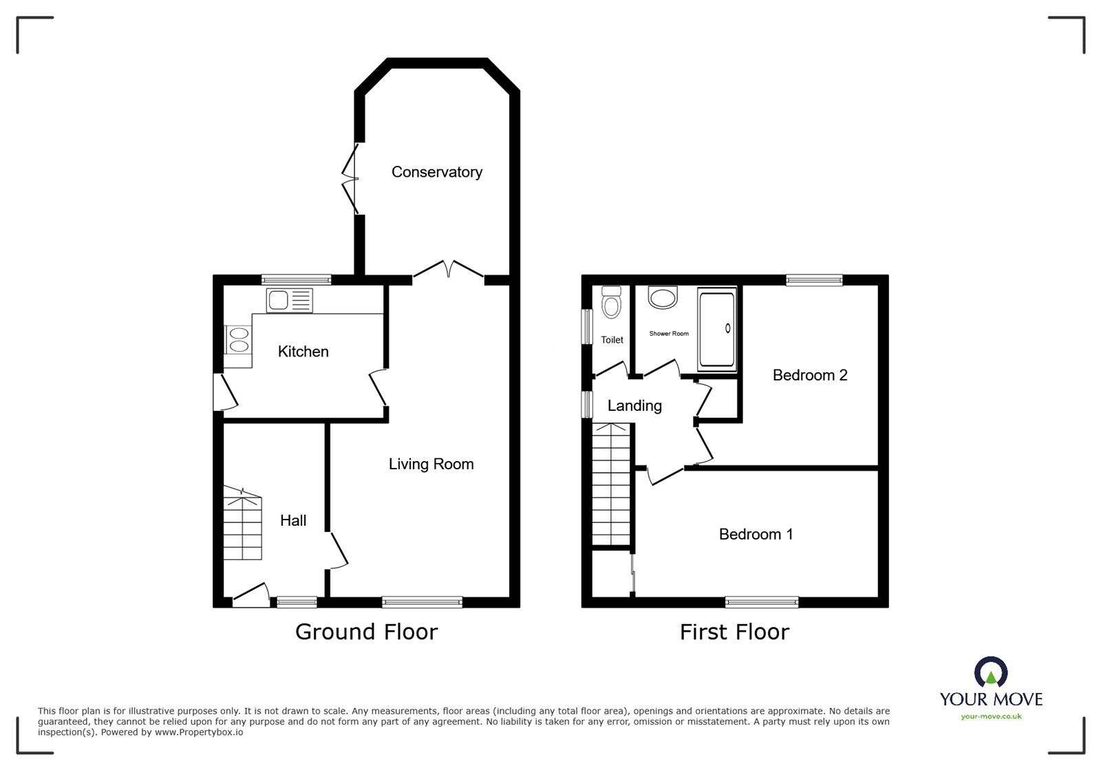 Floorplan of 2 bedroom End Terrace House for sale, Bretts Hall Estate, Nuneaton, Warwickshire, CV10