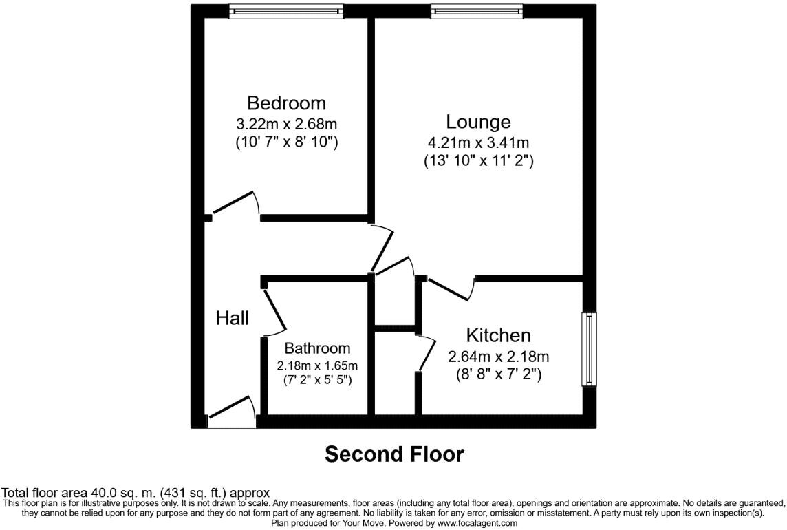 Floorplan of 1 bedroom  Flat for sale, Gillett Close, Nuneaton, Warwickshire, CV11