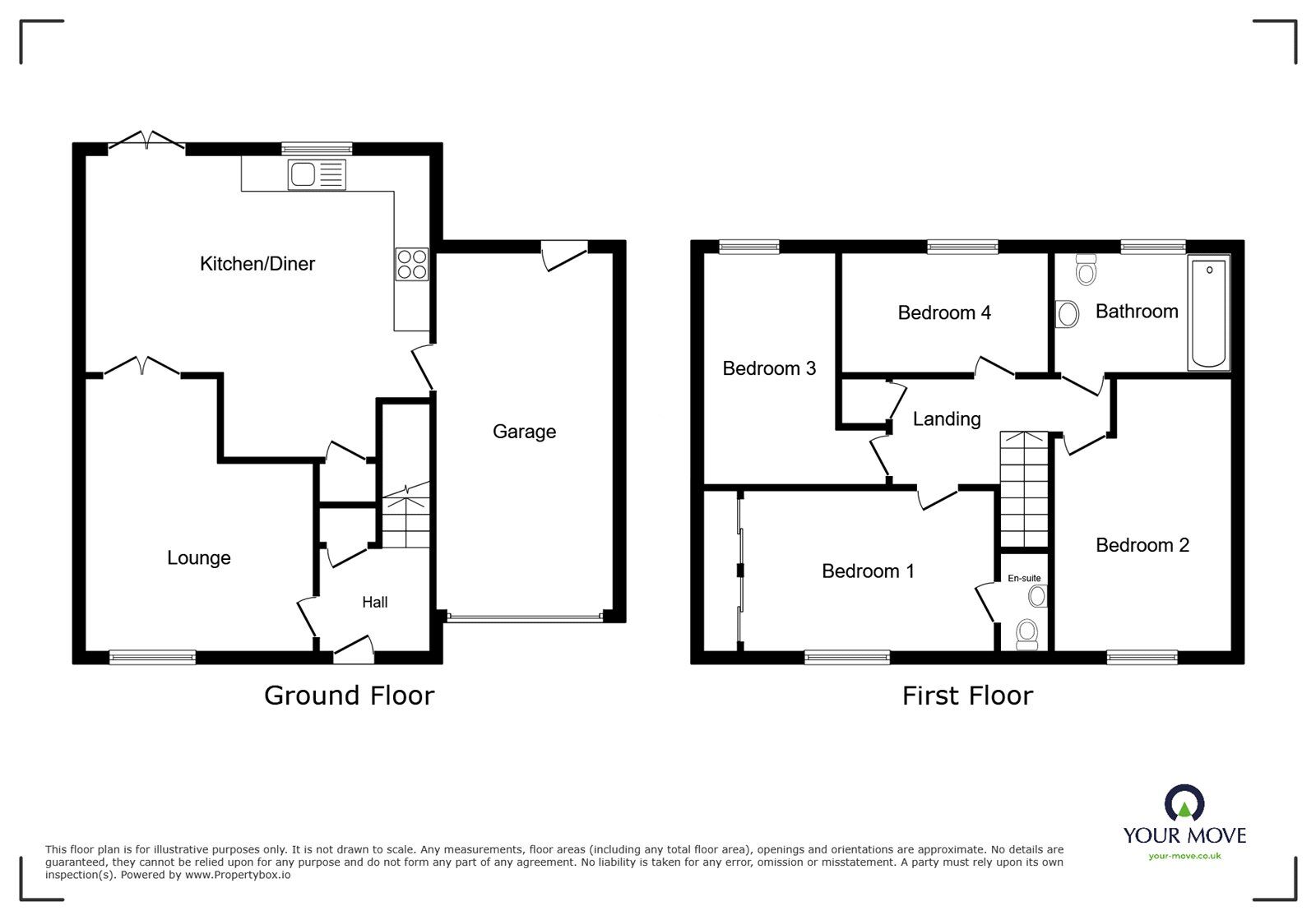 Floorplan of 4 bedroom End Terrace House for sale, Bretts Hall Estate, Nuneaton, Warwickshire, CV10