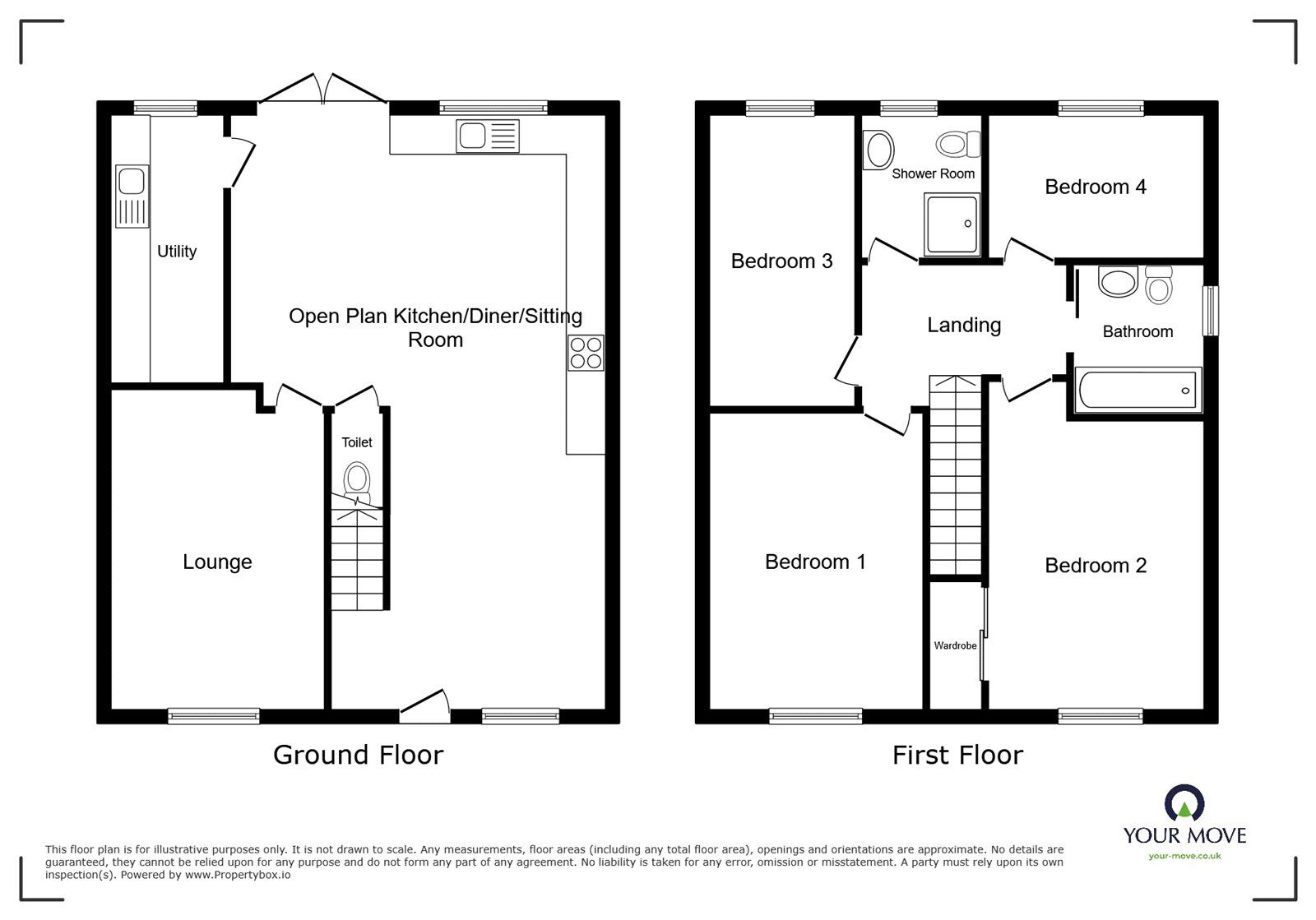 Floorplan of 4 bedroom Detached House for sale, Orwell Close, Nuneaton, Warwickshire, CV10