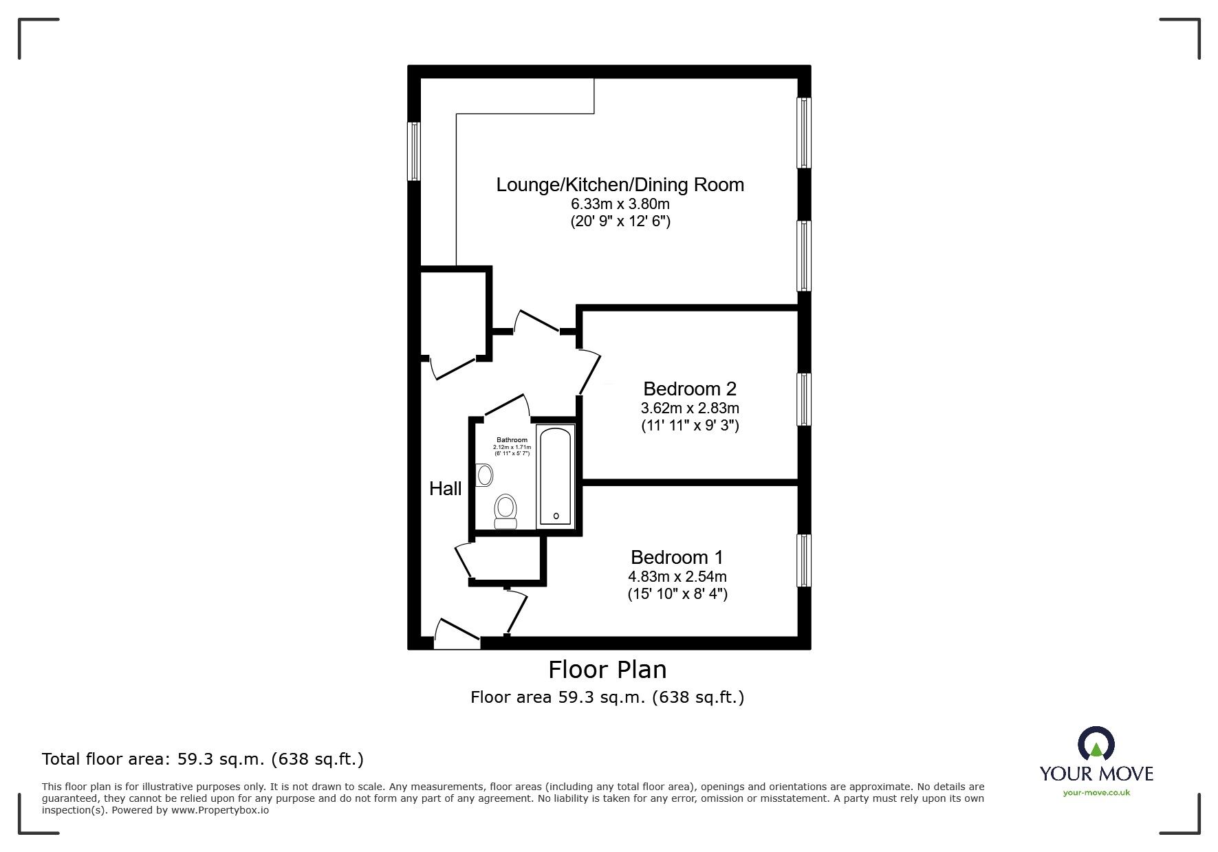 Floorplan of 2 bedroom  Flat to rent, Long Kiln Road, Nuneaton, Warwickshire, CV10