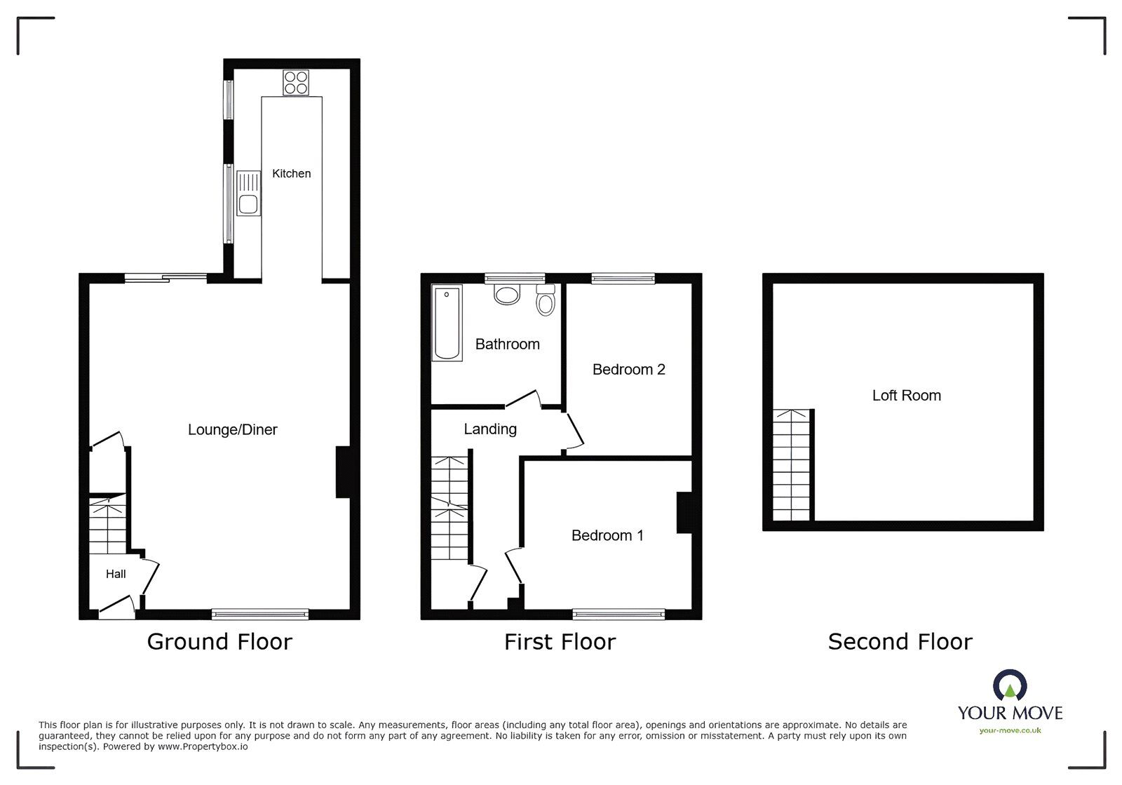 Floorplan of 2 bedroom Mid Terrace House for sale, Gun Hill, Arley, Warwickshire, CV7