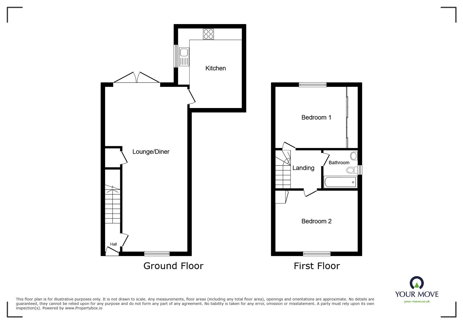 Floorplan of 2 bedroom Semi Detached House for sale, Melbourne Close, Nuneaton, Warwickshire, CV11