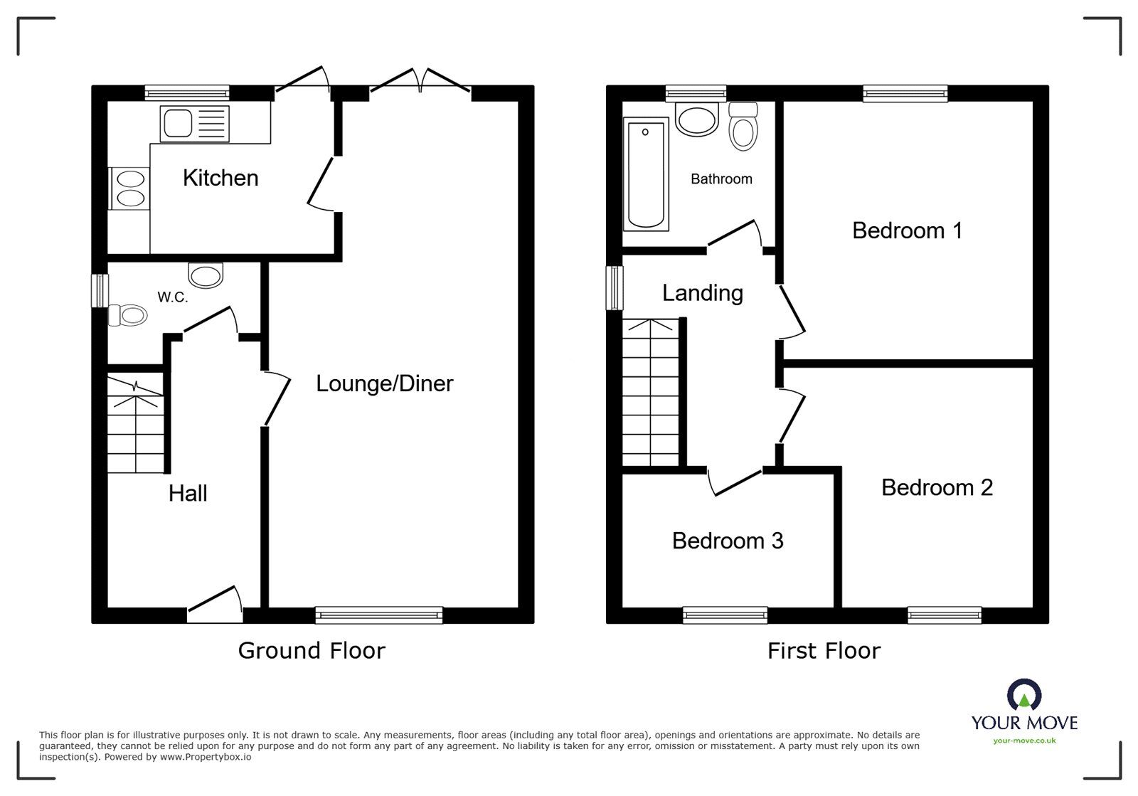 Floorplan of 3 bedroom Semi Detached House for sale, Frensham Drive, Nuneaton, Warwickshire, CV10