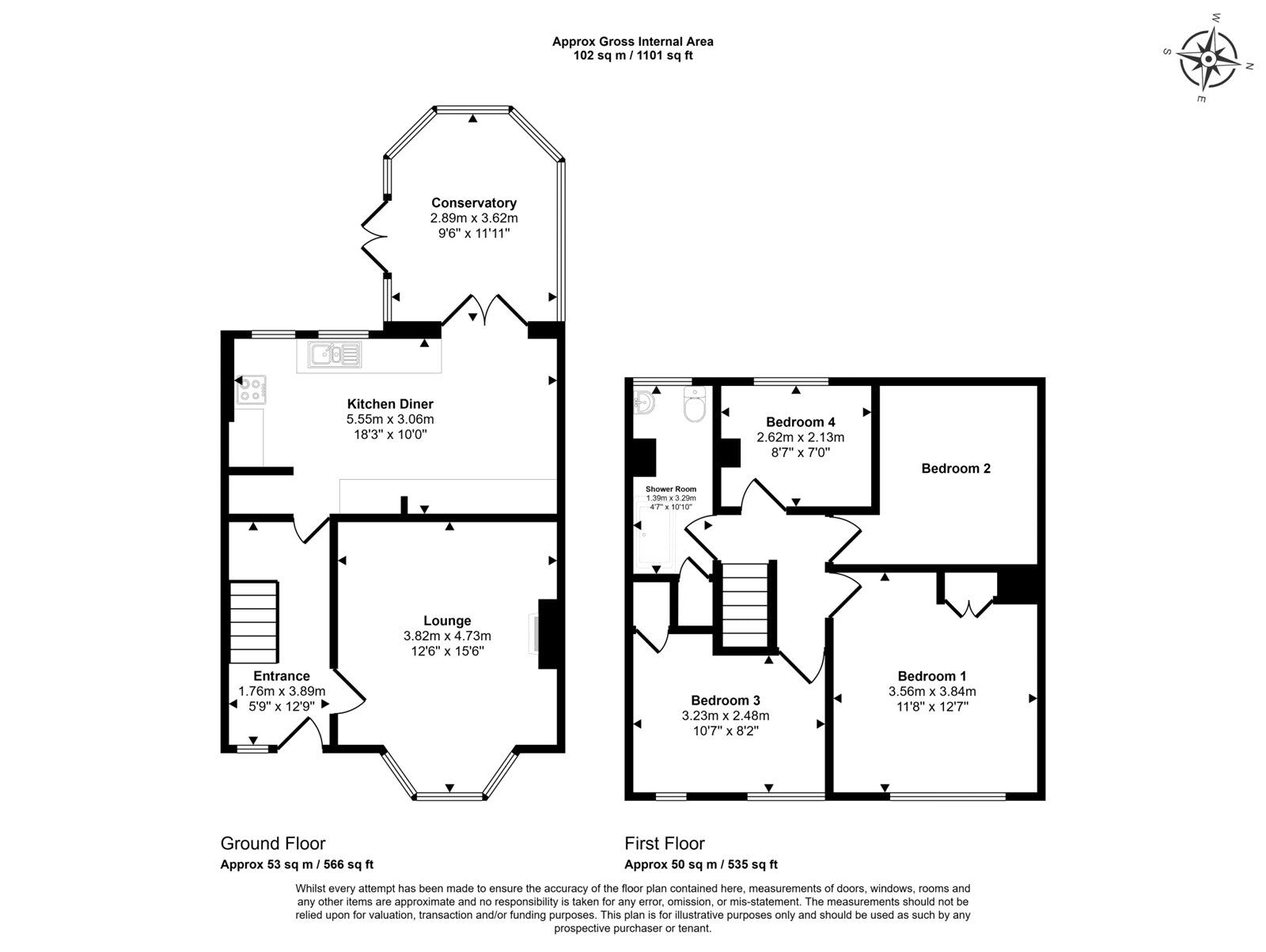 Floorplan of 4 bedroom Mid Terrace House for sale, Fir Tree Grove, Nuneaton, Warwickshire, CV11