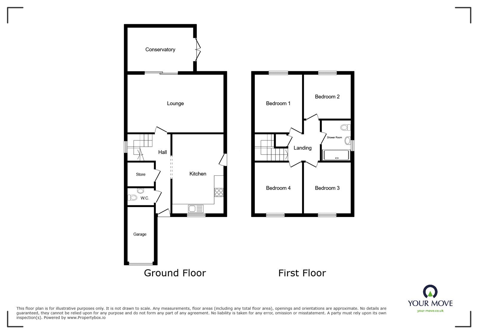 Floorplan of 4 bedroom Detached House for sale, Radnor Drive, Nuneaton, Warwickshire, CV10