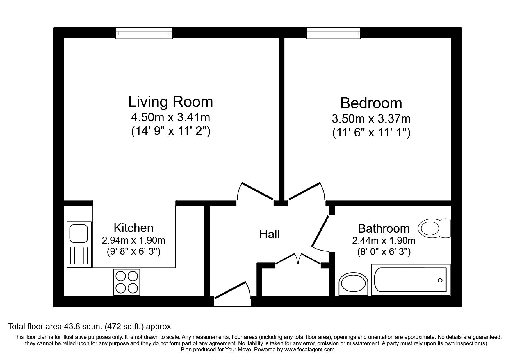 Floorplan of 1 bedroom  Flat to rent, Coleshill Road, Nuneaton, Warwickshire, CV10