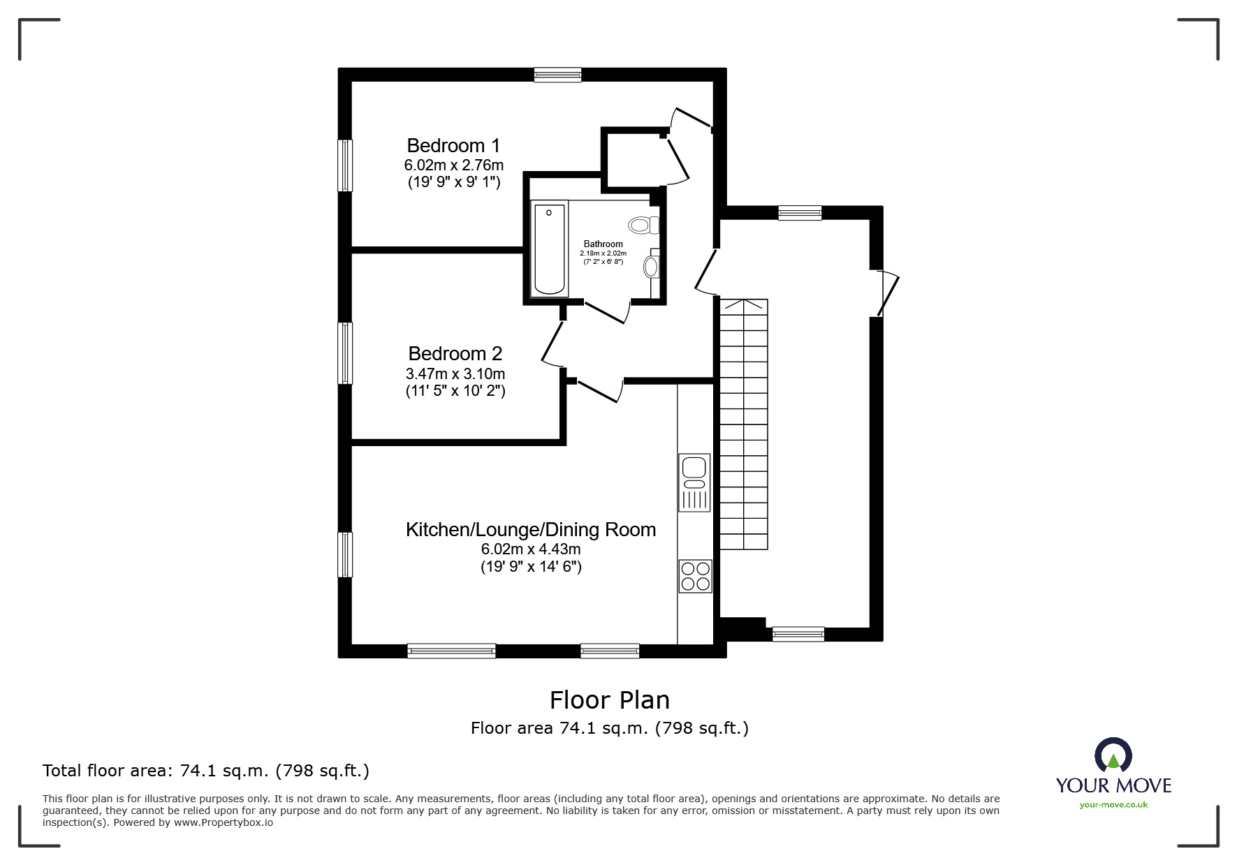Floorplan of 2 bedroom  Flat for sale, Damselfly Court, Nuneaton, Warwickshire, CV10