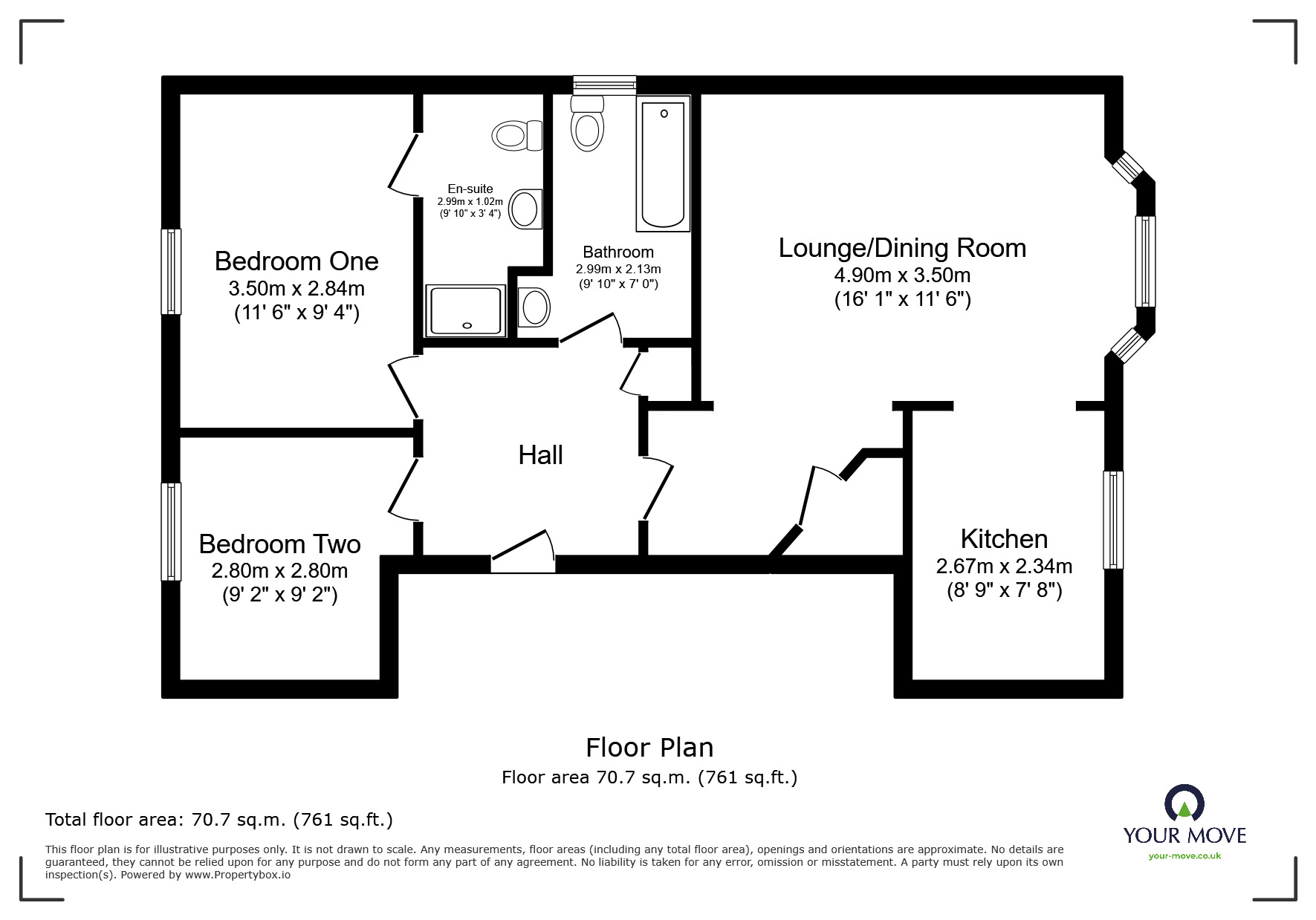 Floorplan of 2 bedroom  Flat for sale, Queens Road, Nuneaton, Warwickshire, CV11