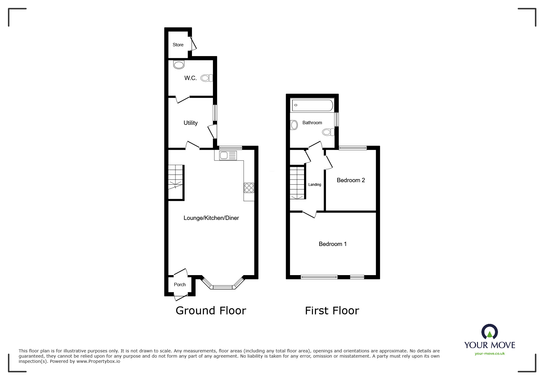 Floorplan of 2 bedroom Mid Terrace House for sale, Central Avenue, Nuneaton, Warwickshire, CV11
