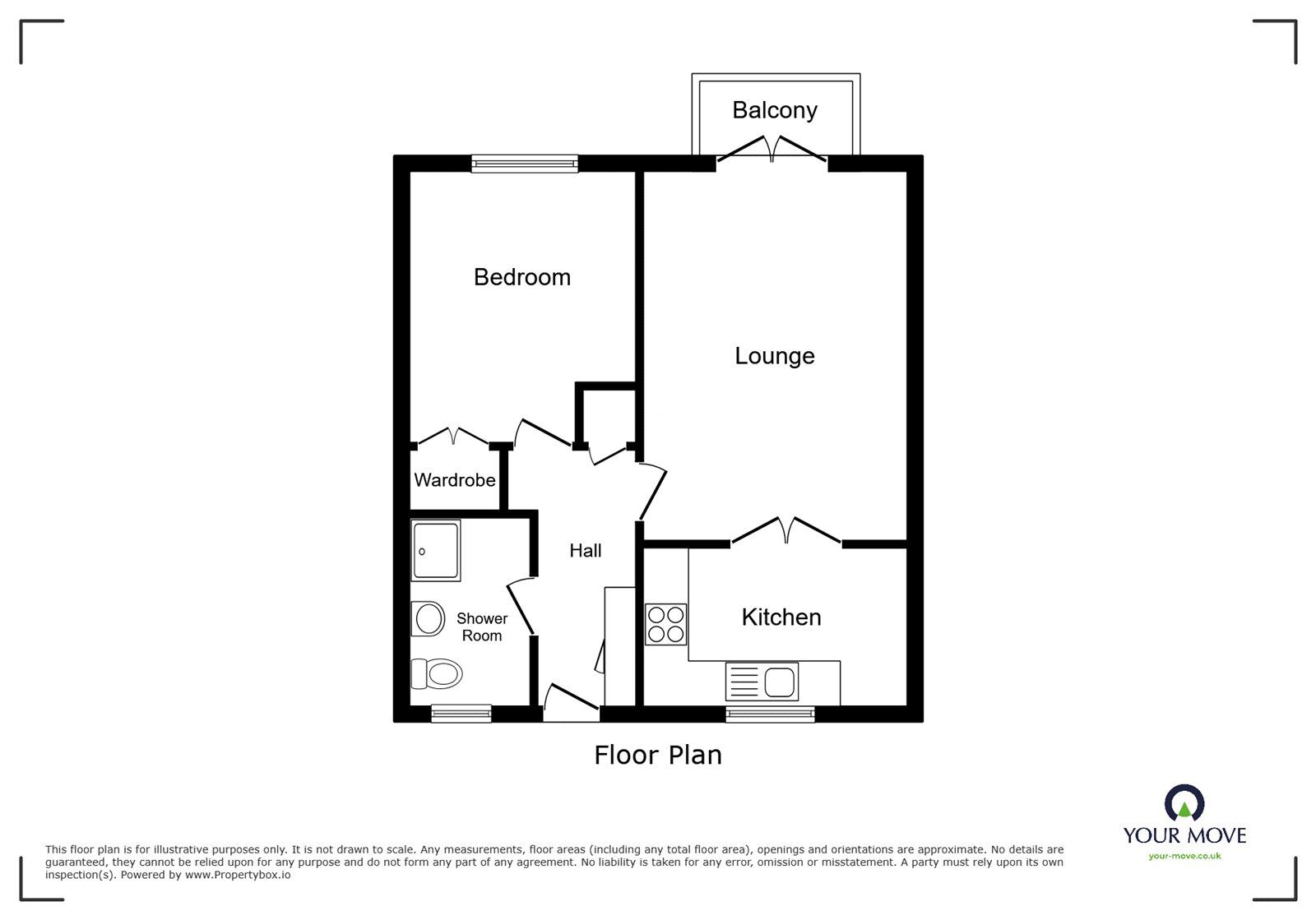 Floorplan of 1 bedroom Flat for sale, Lydgate Court, Nuneaton, Warwickshire, CV11