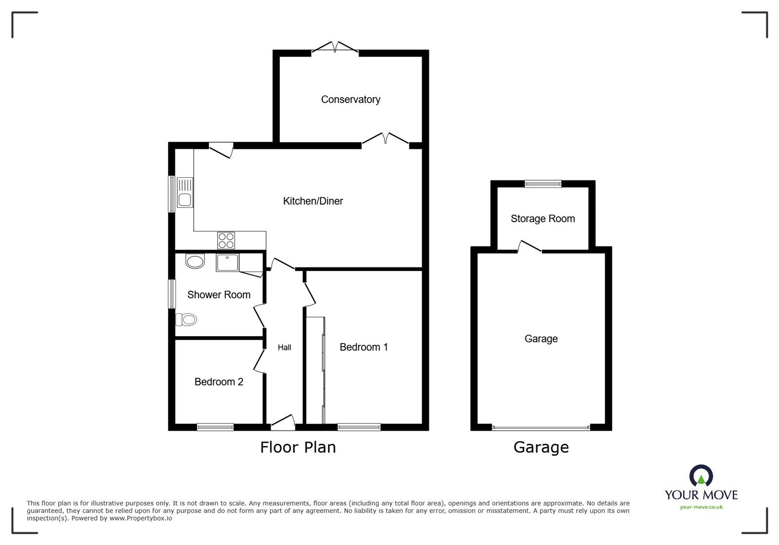 Floorplan of 2 bedroom Semi Detached Bungalow for sale, Wiclif Way, Nuneaton, Warwickshire, CV10