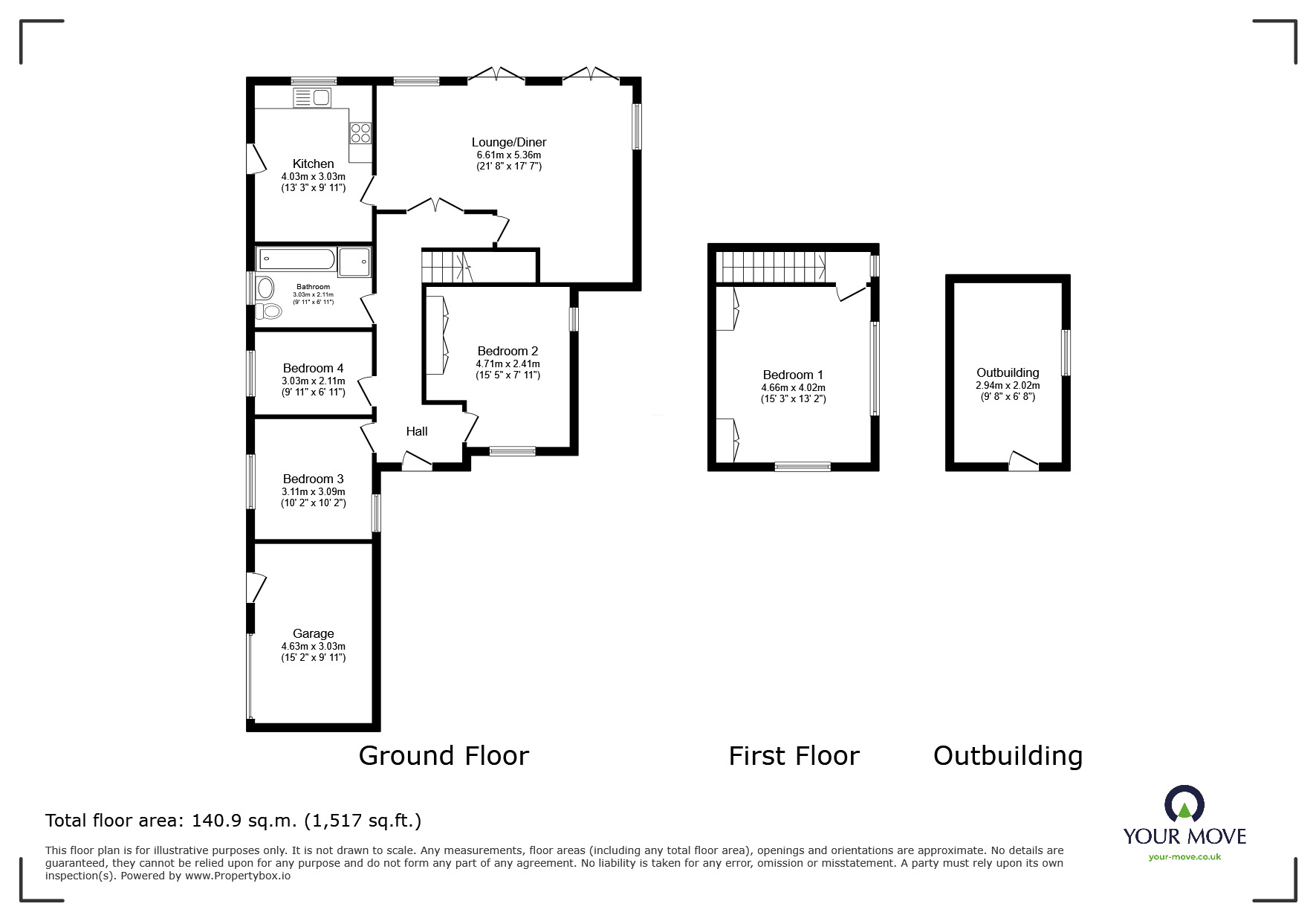 Floorplan of 4 bedroom Detached Bungalow for sale, Ventnor Street, Nuneaton, Warwickshire, CV10