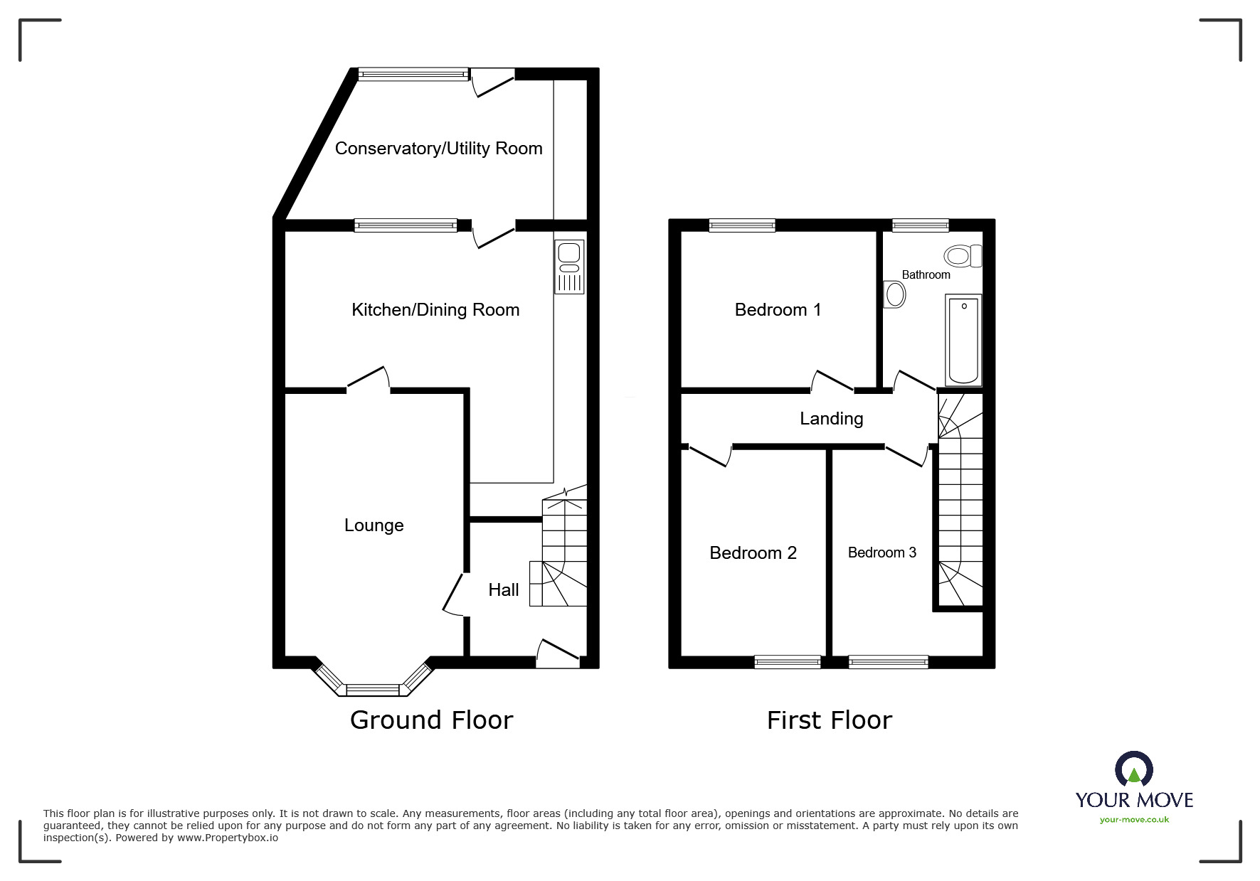 Floorplan of 3 bedroom End Terrace House for sale, Ransome Road, Gun Hill, Warwickshire, CV7
