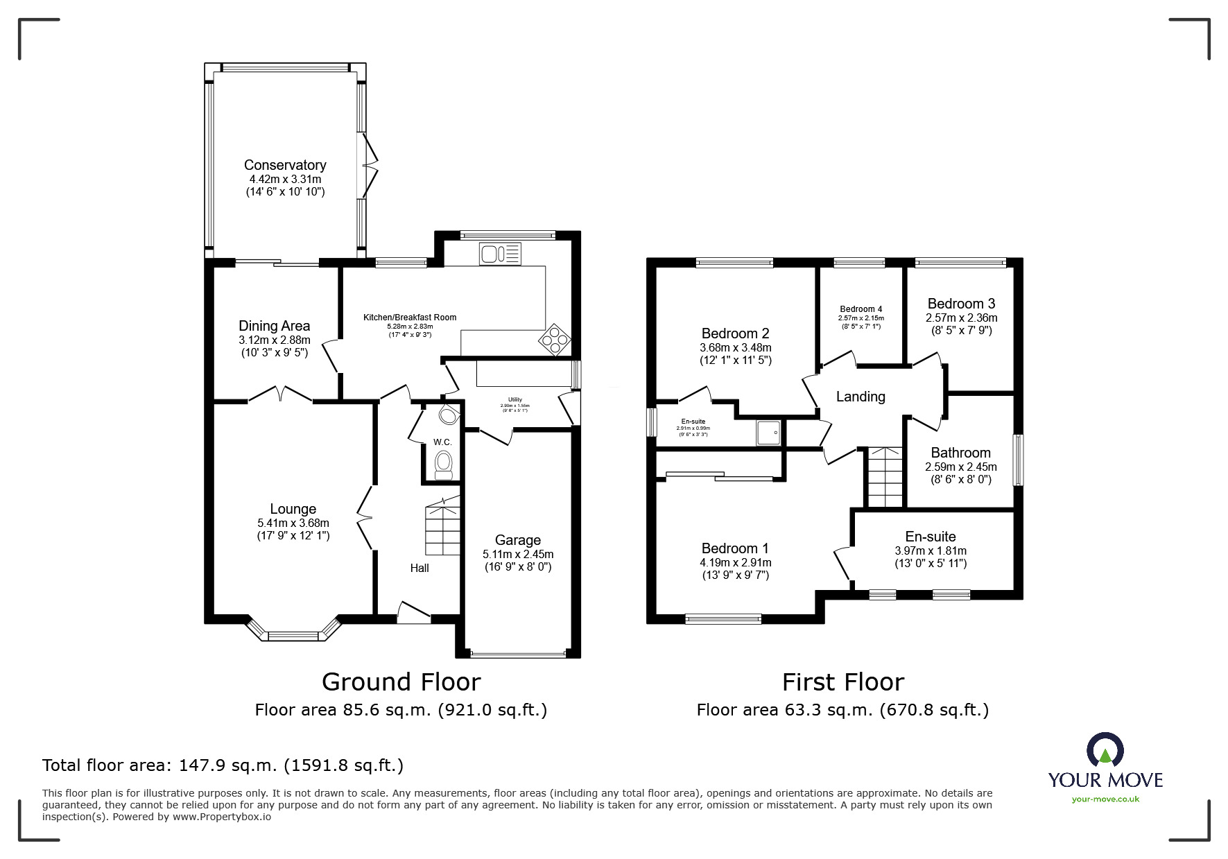 Floorplan of 4 bedroom Detached House for sale, Rosemary Way, Nuneaton, Warwickshire, CV10