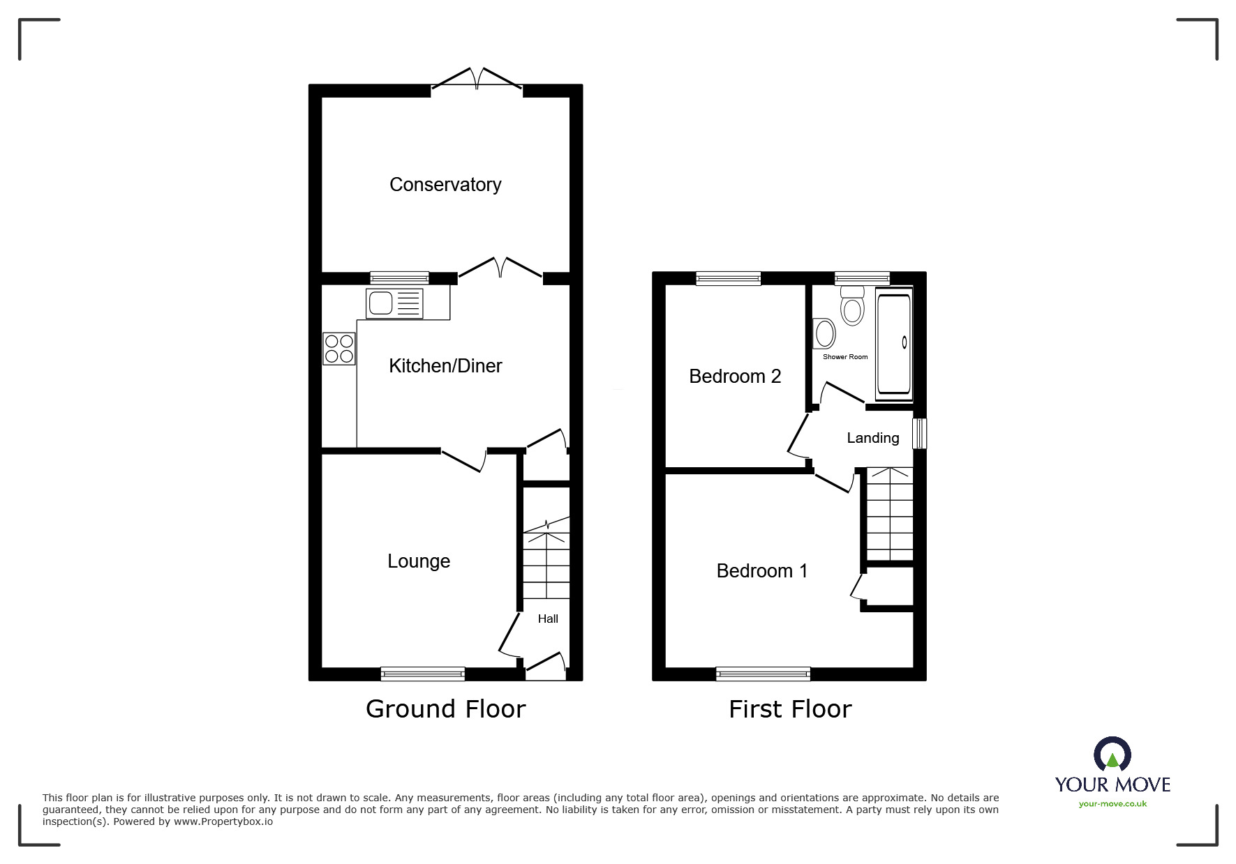 Floorplan of 2 bedroom End Terrace House for sale, Rivermead, Nuneaton, Warwickshire, CV11