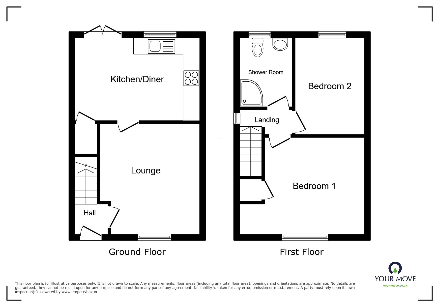 Floorplan of 2 bedroom Mid Terrace House for sale, Rivermead, Nuneaton, Warwickshire, CV11