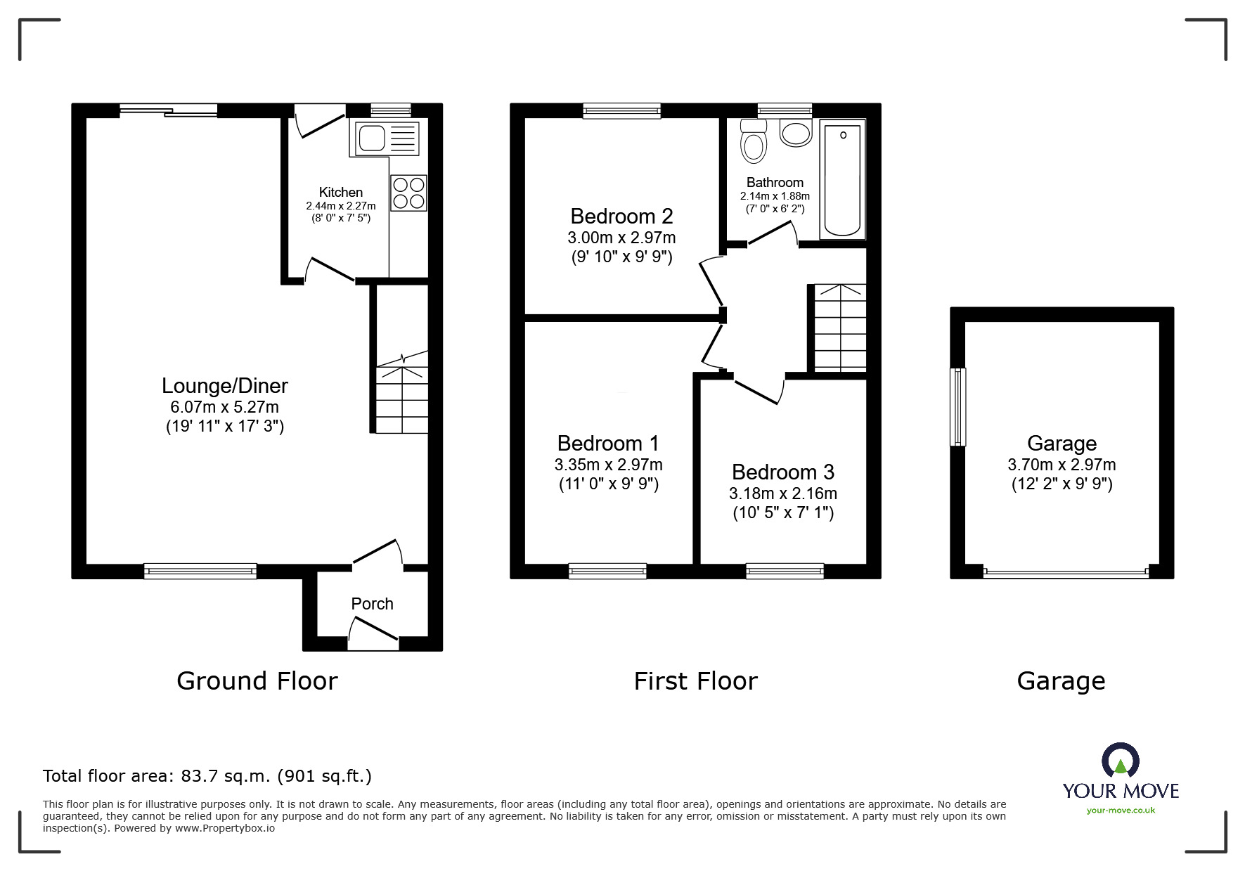Floorplan of 3 bedroom Semi Detached House for sale, Radnor Drive, Nuneaton, Warwickshire, CV10