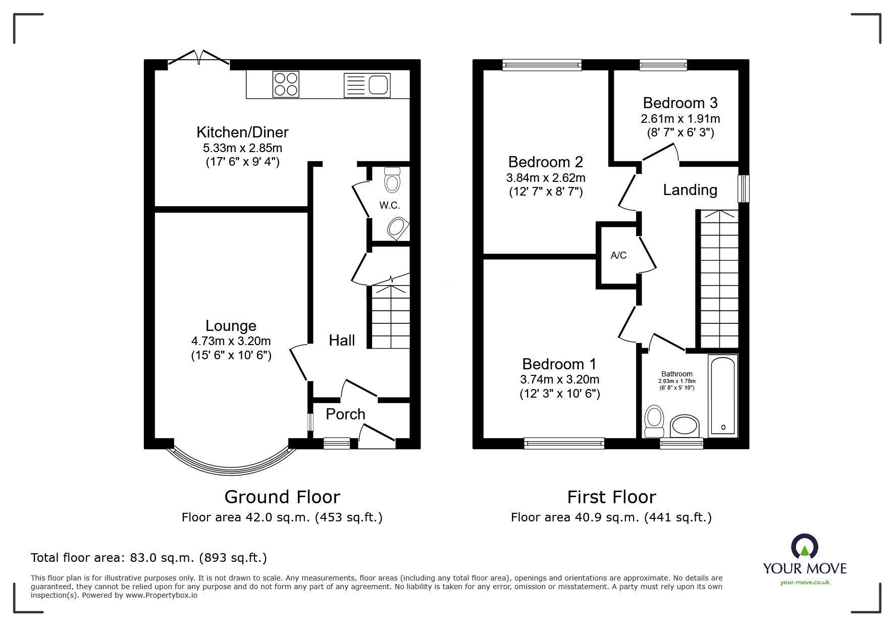 Floorplan of 3 bedroom Semi Detached House for sale, Glovers Close, Atherstone, Warwickshire, CV9