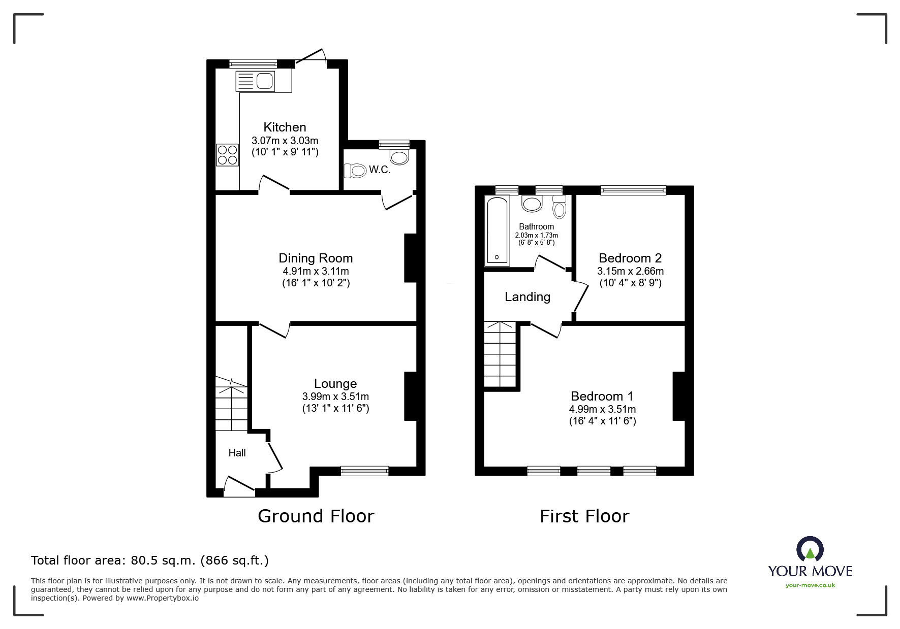 Floorplan of 2 bedroom Mid Terrace House for sale, Black-a-Tree Road, Nuneaton, Warwickshire, CV10