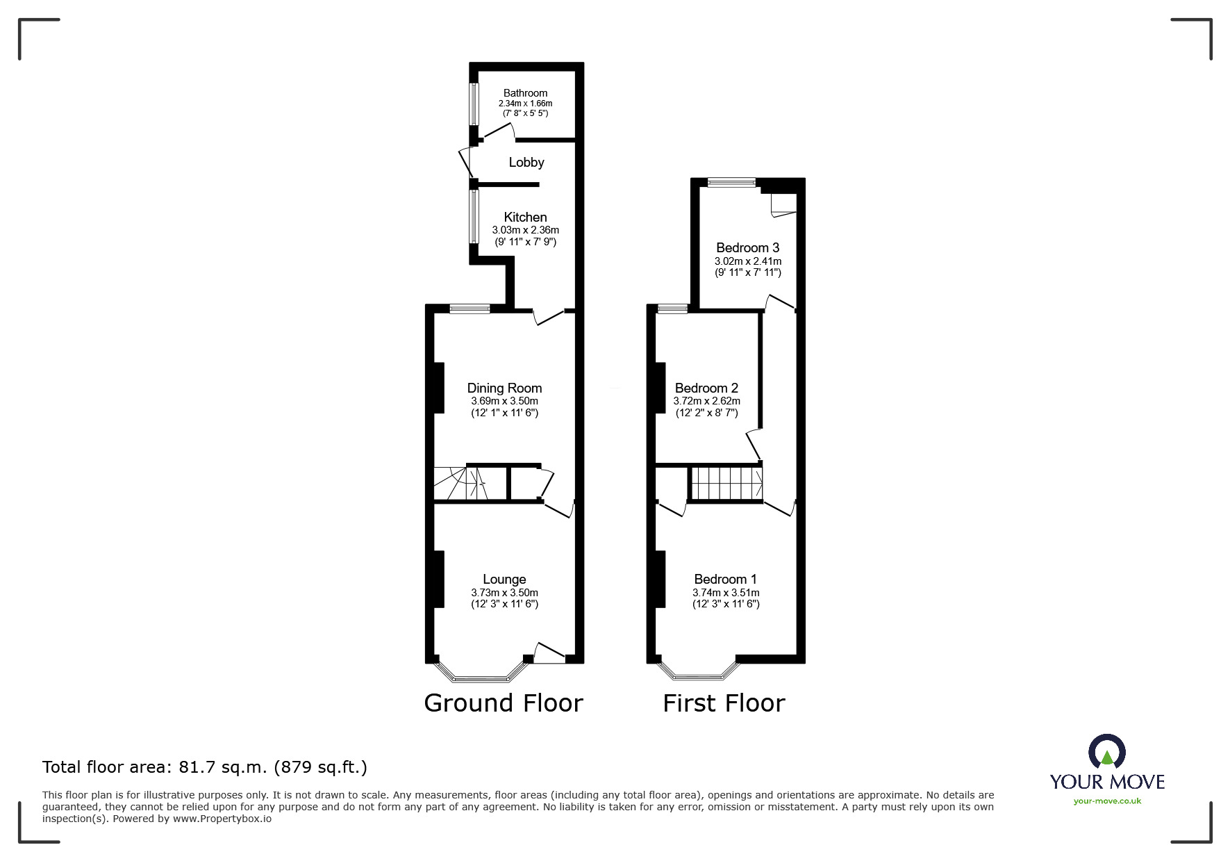 Floorplan of 3 bedroom Mid Terrace House for sale, Eadie Street, Nuneaton, Warwickshire, CV10