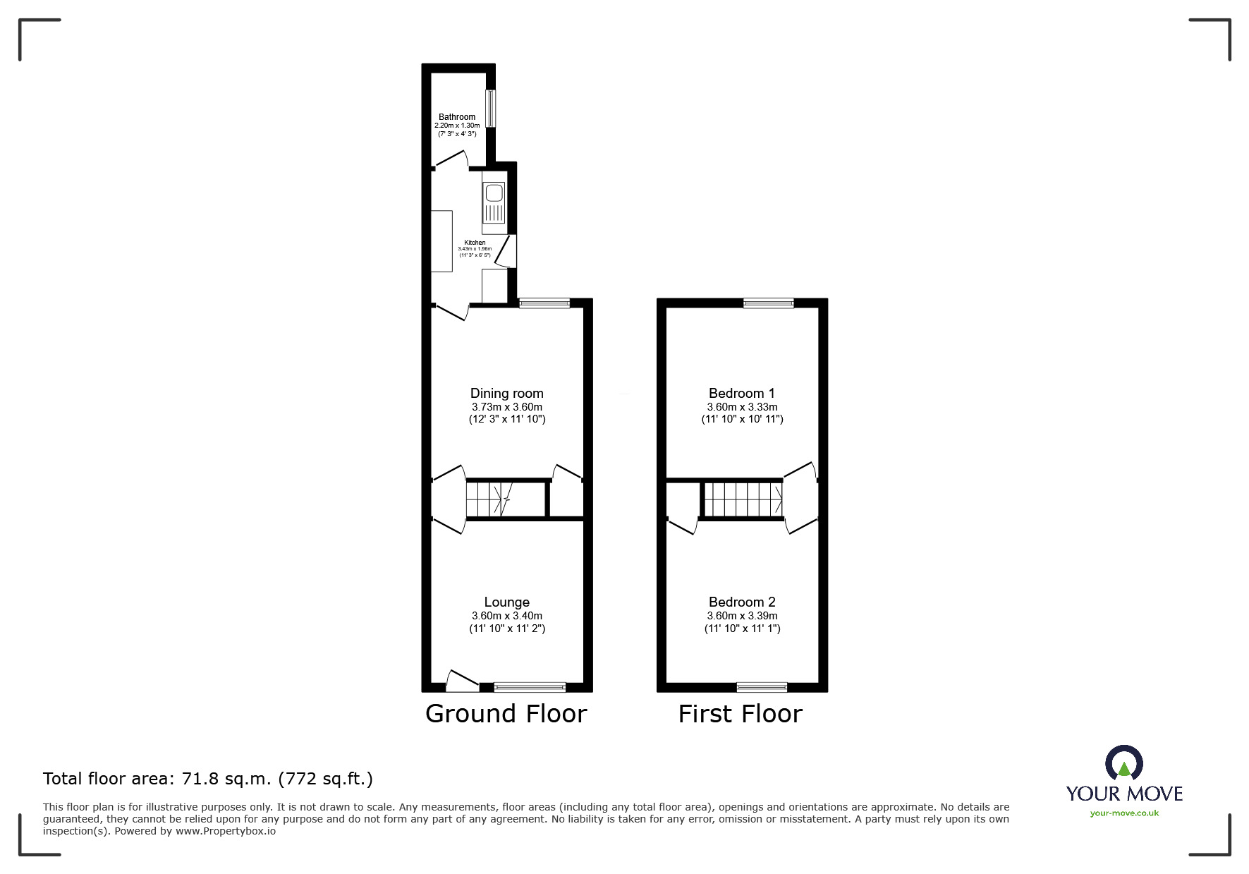 Floorplan of 2 bedroom Mid Terrace House for sale, Toler Road, Nuneaton, Warwickshire, CV11