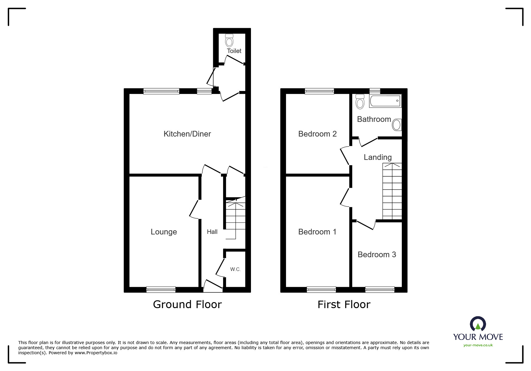 Floorplan of 3 bedroom Mid Terrace House for sale, St. Marys Road, Nuneaton, Warwickshire, CV11