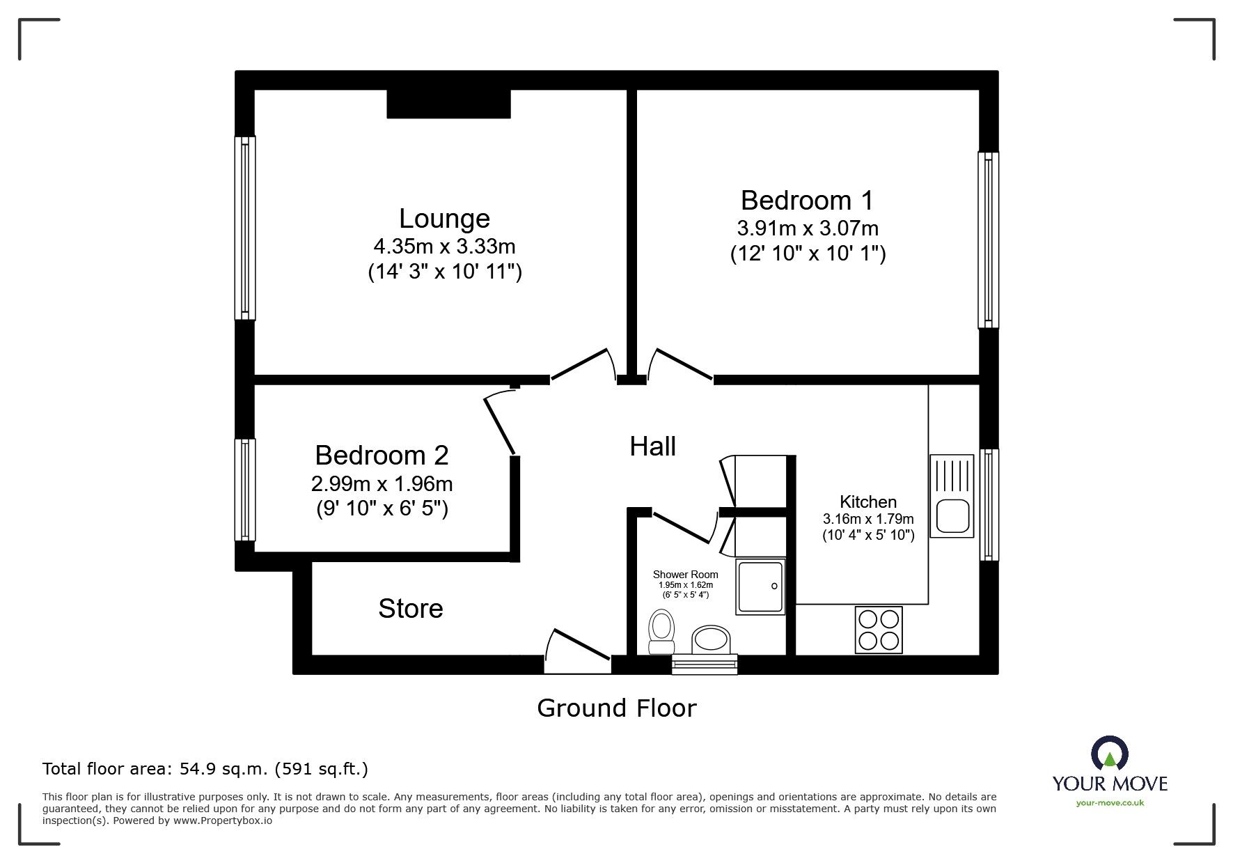 Floorplan of 2 bedroom Flat to rent, Oaston Road, Nuneaton, Warwickshire, CV11