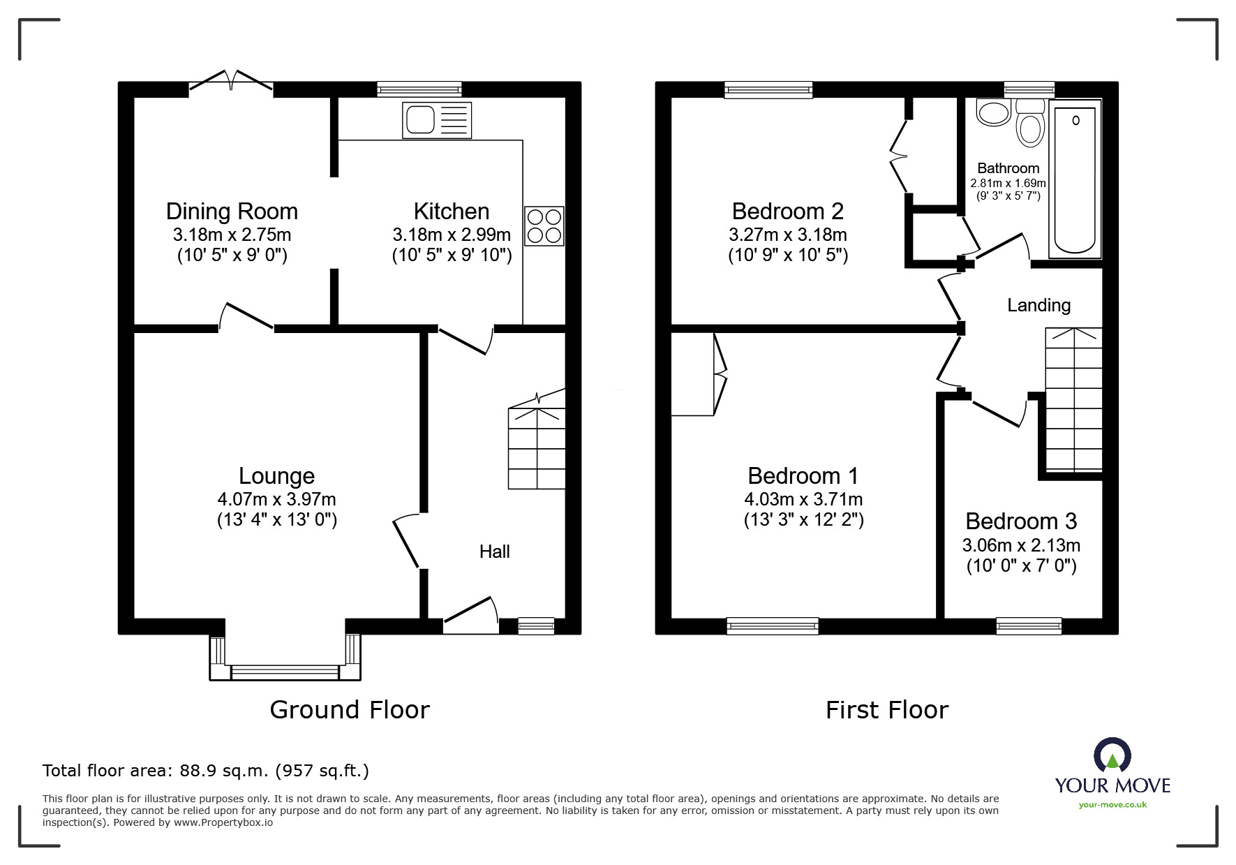 Floorplan of 3 bedroom Mid Terrace House for sale, Franklin Road, Nuneaton, Warwickshire, CV11