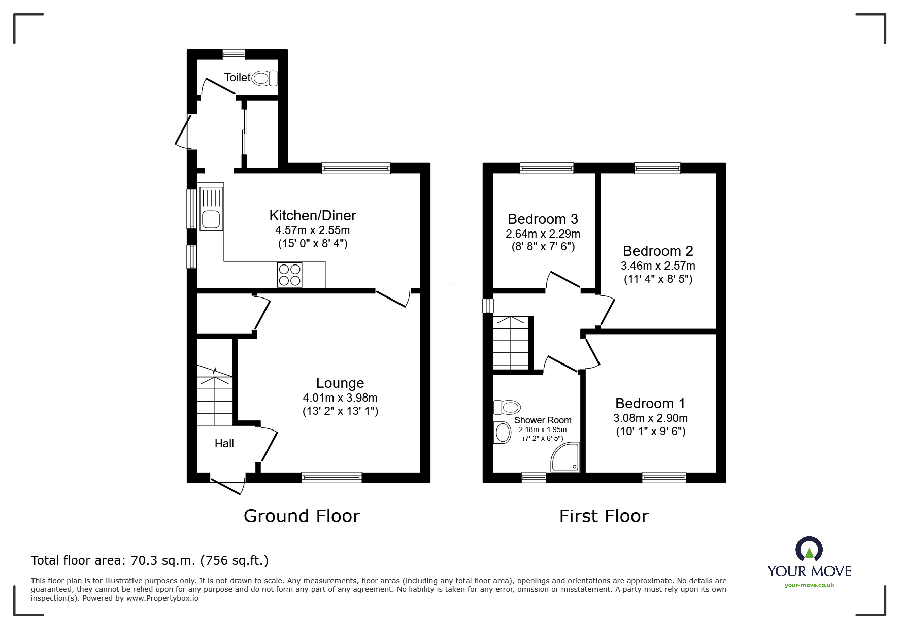 Floorplan of 3 bedroom Semi Detached House for sale, Tryan Road, Nuneaton, Warwickshire, CV10