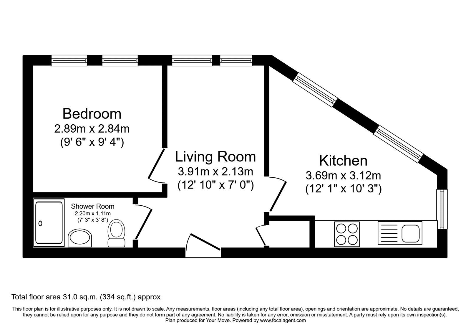 Floorplan of 1 bedroom Flat to rent, Market Place, Nuneaton, Warwickshire, CV11