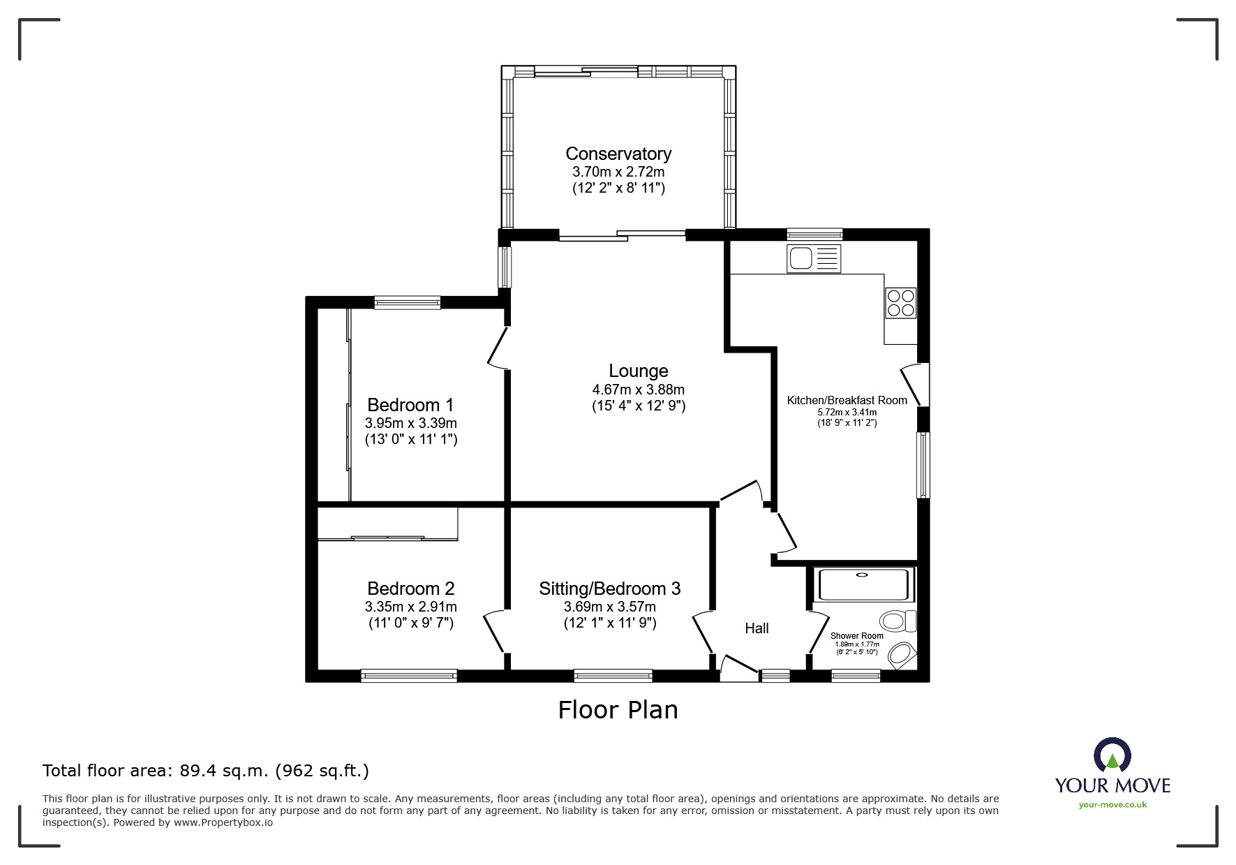 Floorplan of 2 bedroom Semi Detached Bungalow for sale, Coventry Road, Nuneaton, Warwickshire, CV10
