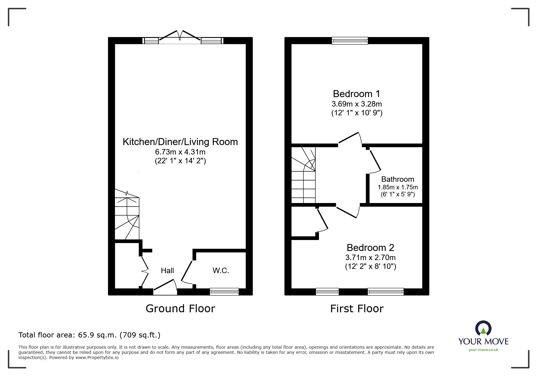 Floorplan of 2 bedroom Semi Detached House to rent, Combine Close, Nuneaton, Leicestershire, CV11