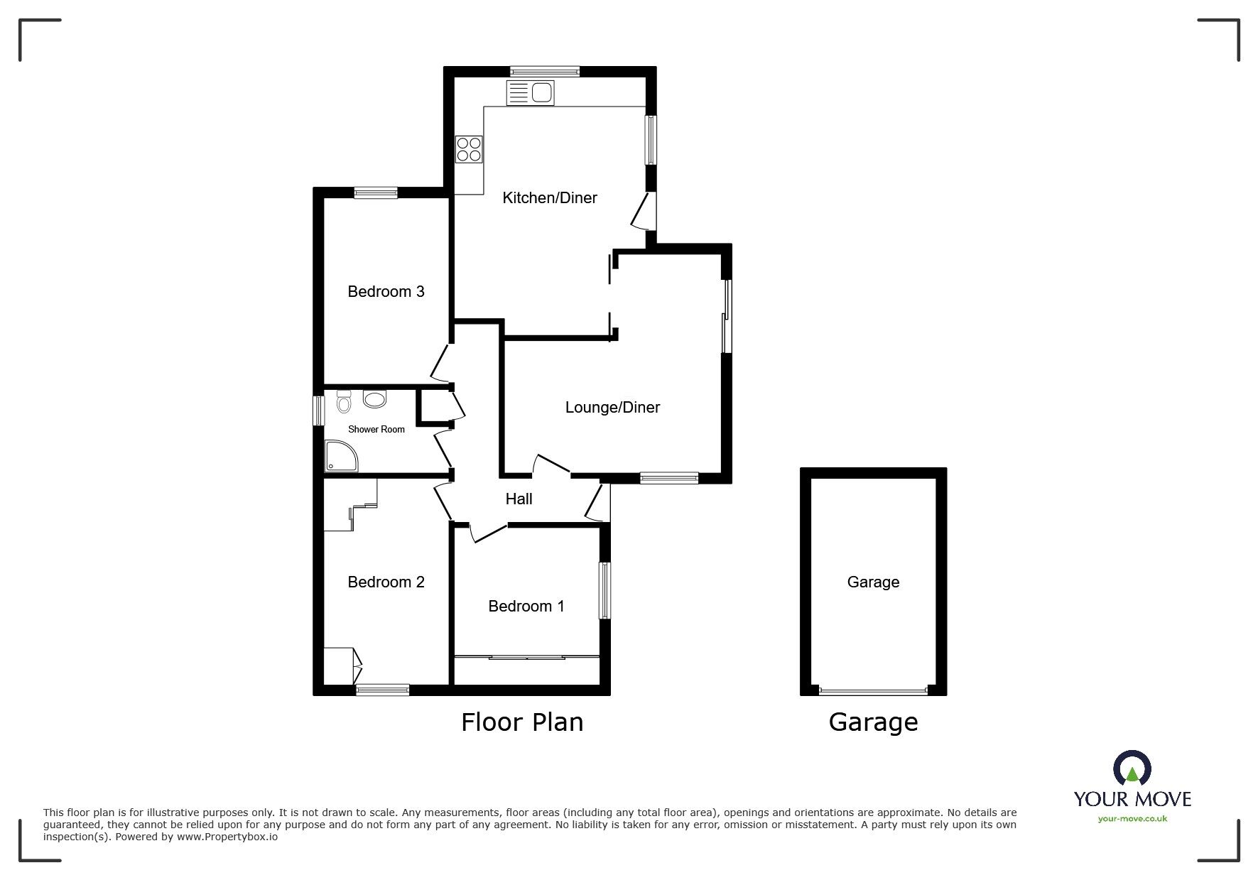 Floorplan of 3 bedroom Detached Bungalow for sale, Freeman Close, Nuneaton, Warwickshire, CV10