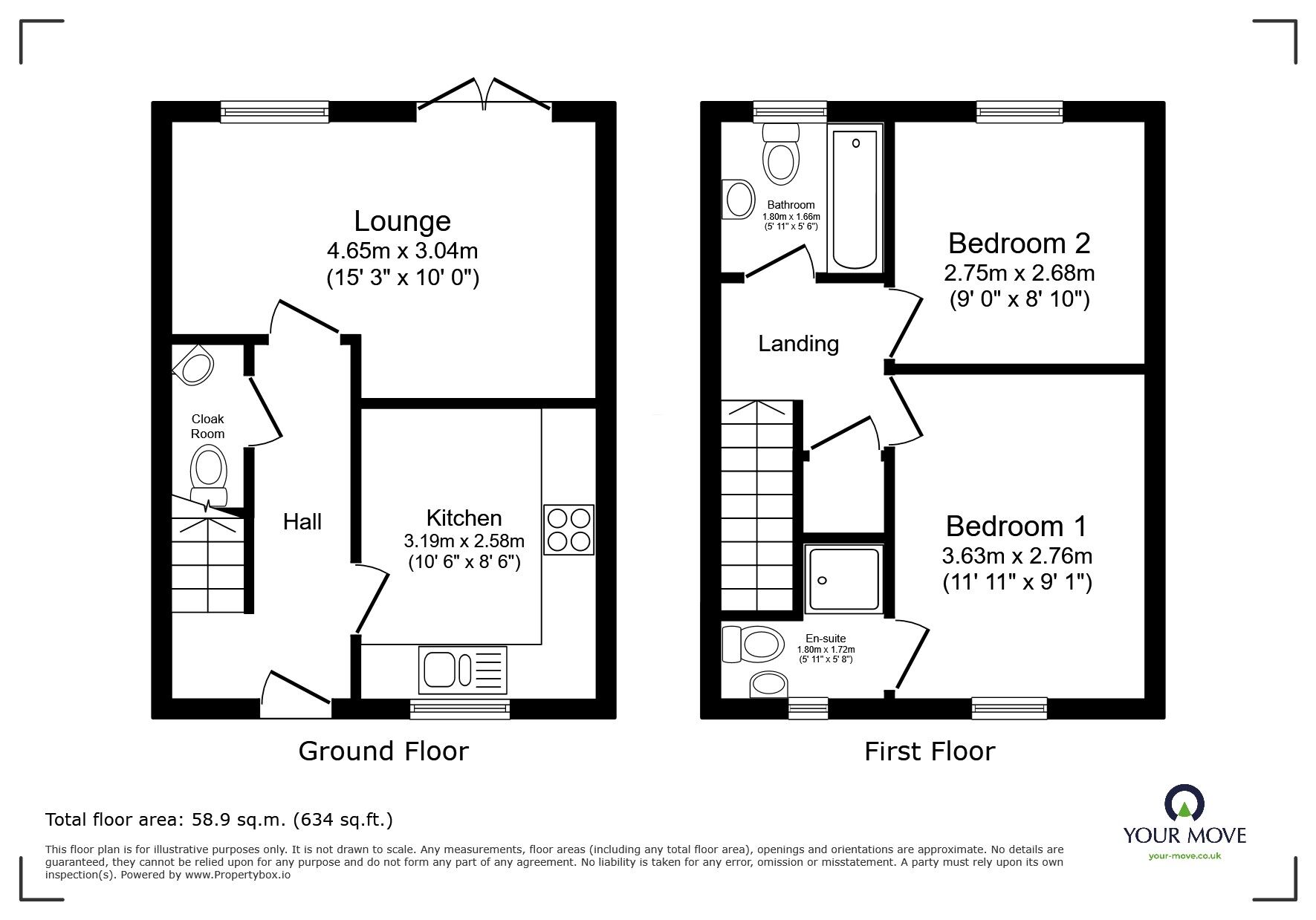 Floorplan of 2 bedroom End Terrace House to rent, Marlborough Road, Nuneaton, Warwickshire, CV11