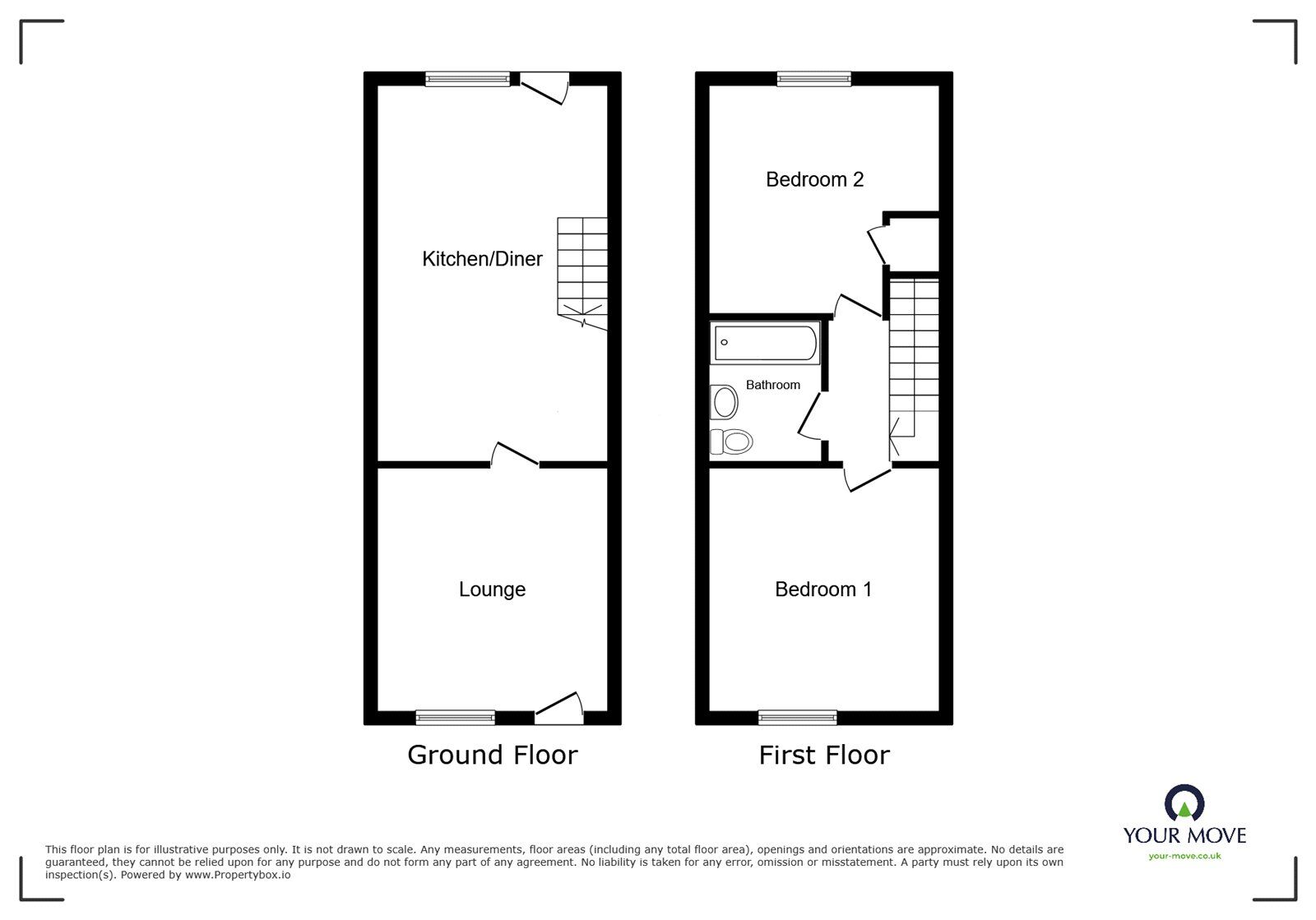 Floorplan of 2 bedroom Mid Terrace House for sale, Oldbury Road, Nuneaton, Warwickshire, CV10