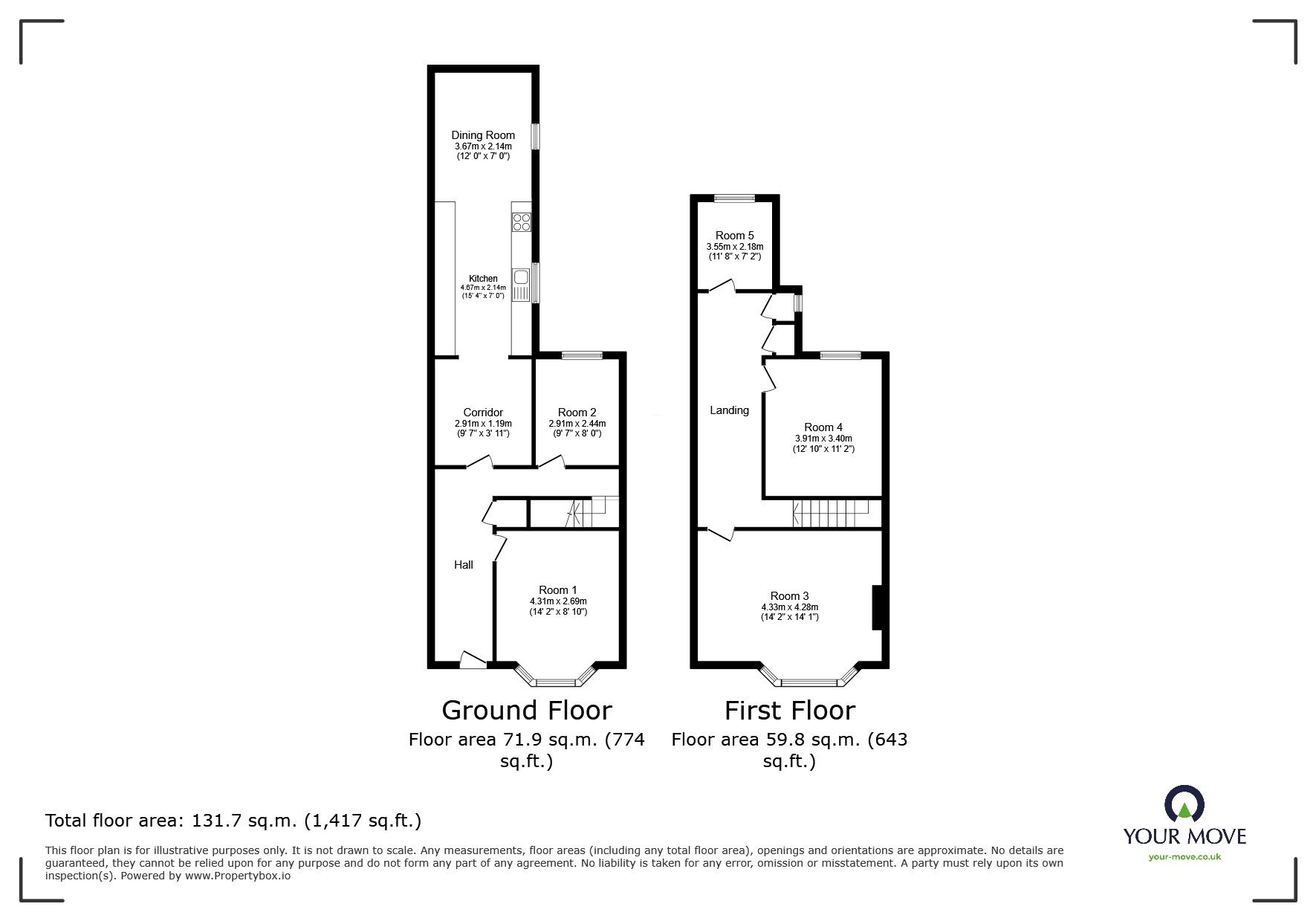 Floorplan of 5 bedroom Mid Terrace House to rent, Heath End Road, Nuneaton, Warwickshire, CV10