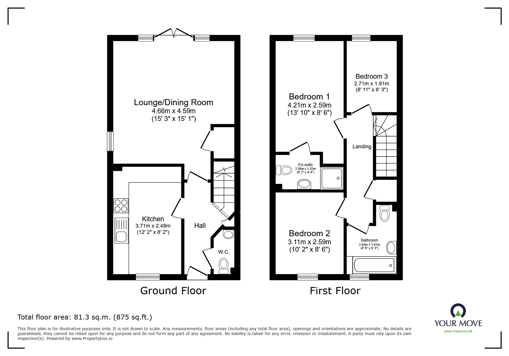 Floorplan of 3 bedroom Semi Detached House for sale, Hazel Road, Nuneaton, Warwickshire, CV10