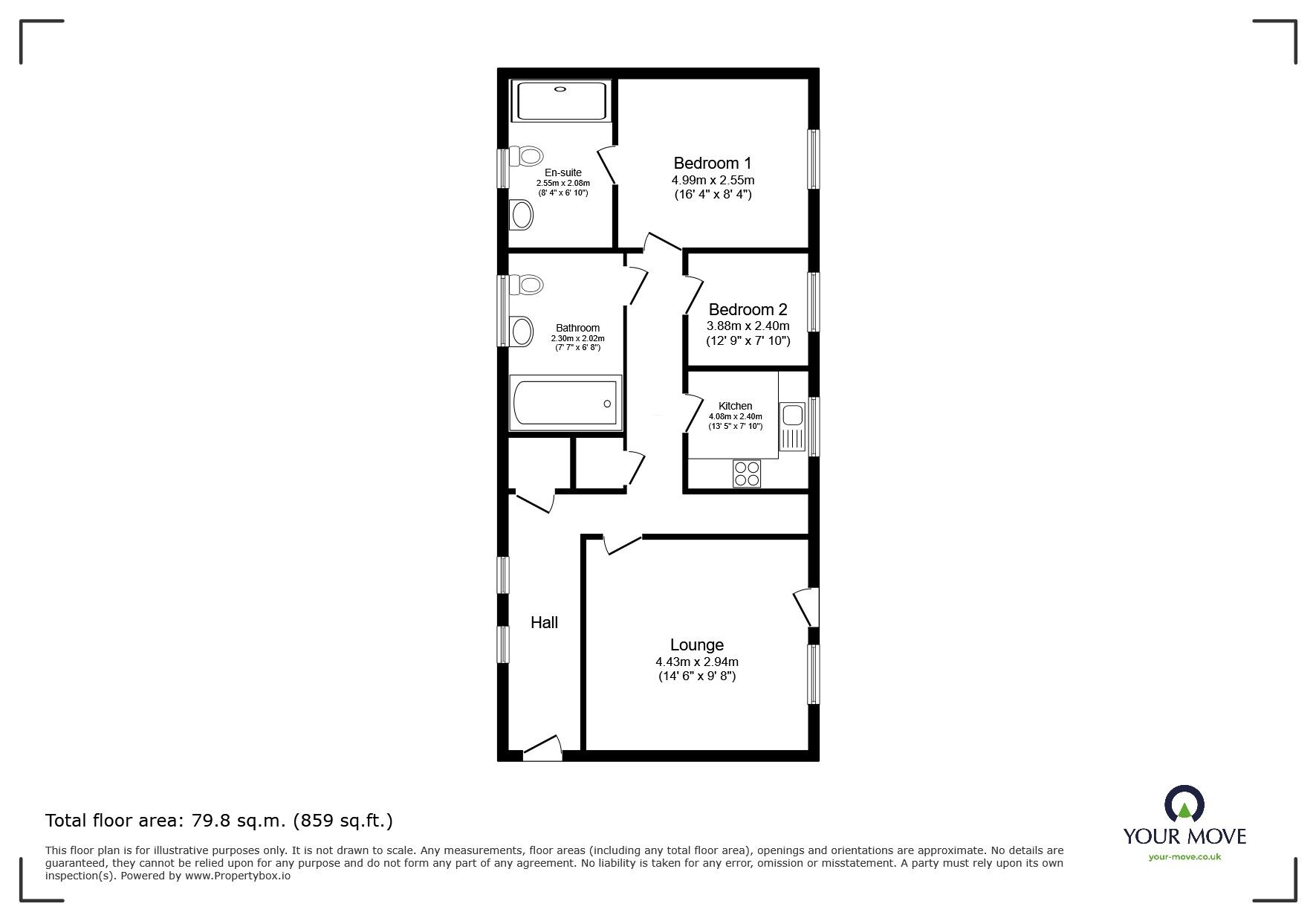 Floorplan of 2 bedroom Flat to rent, Larch Close, Nuneaton, Warwickshire, CV10