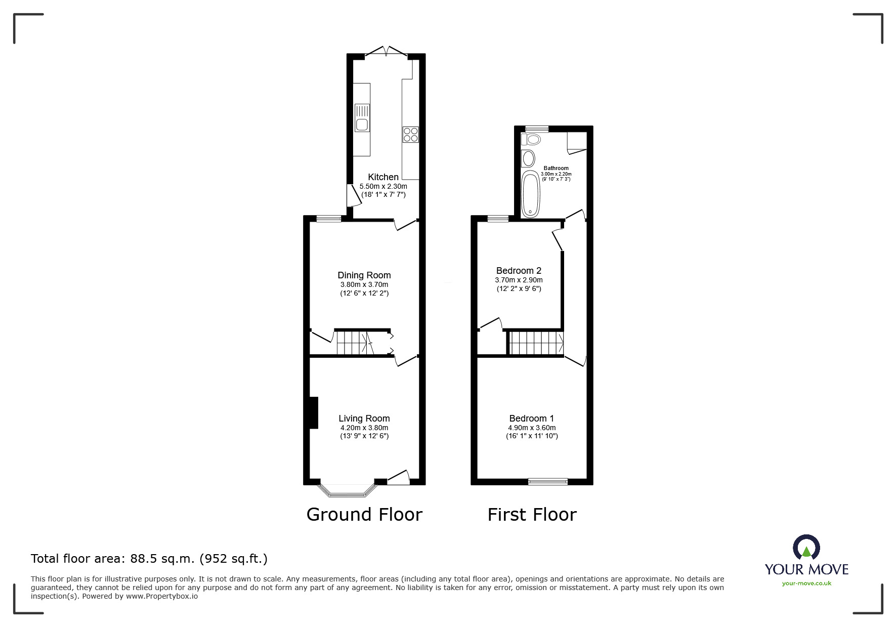 Floorplan of 2 bedroom Mid Terrace House for sale, Croft Road, Nuneaton, Warwickshire, CV10