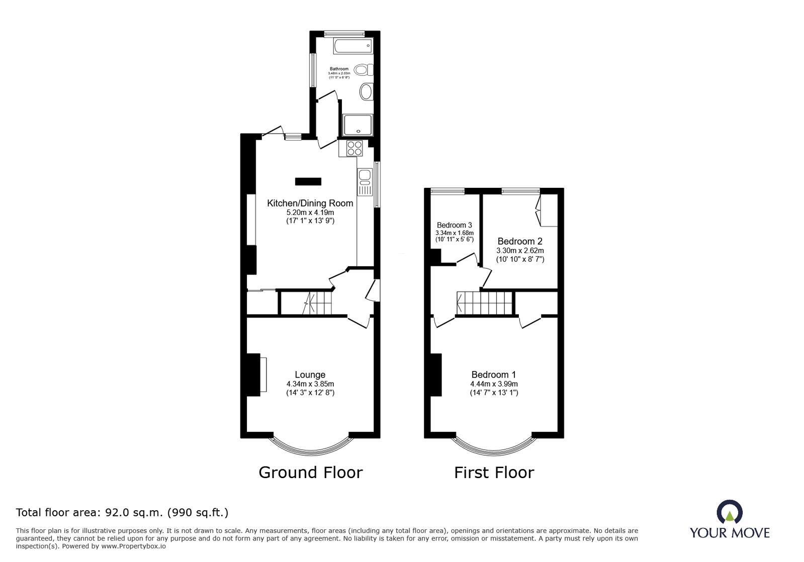 Floorplan of 3 bedroom Semi Detached House for sale, Ansley Road, Nuneaton, Warwickshire, CV10